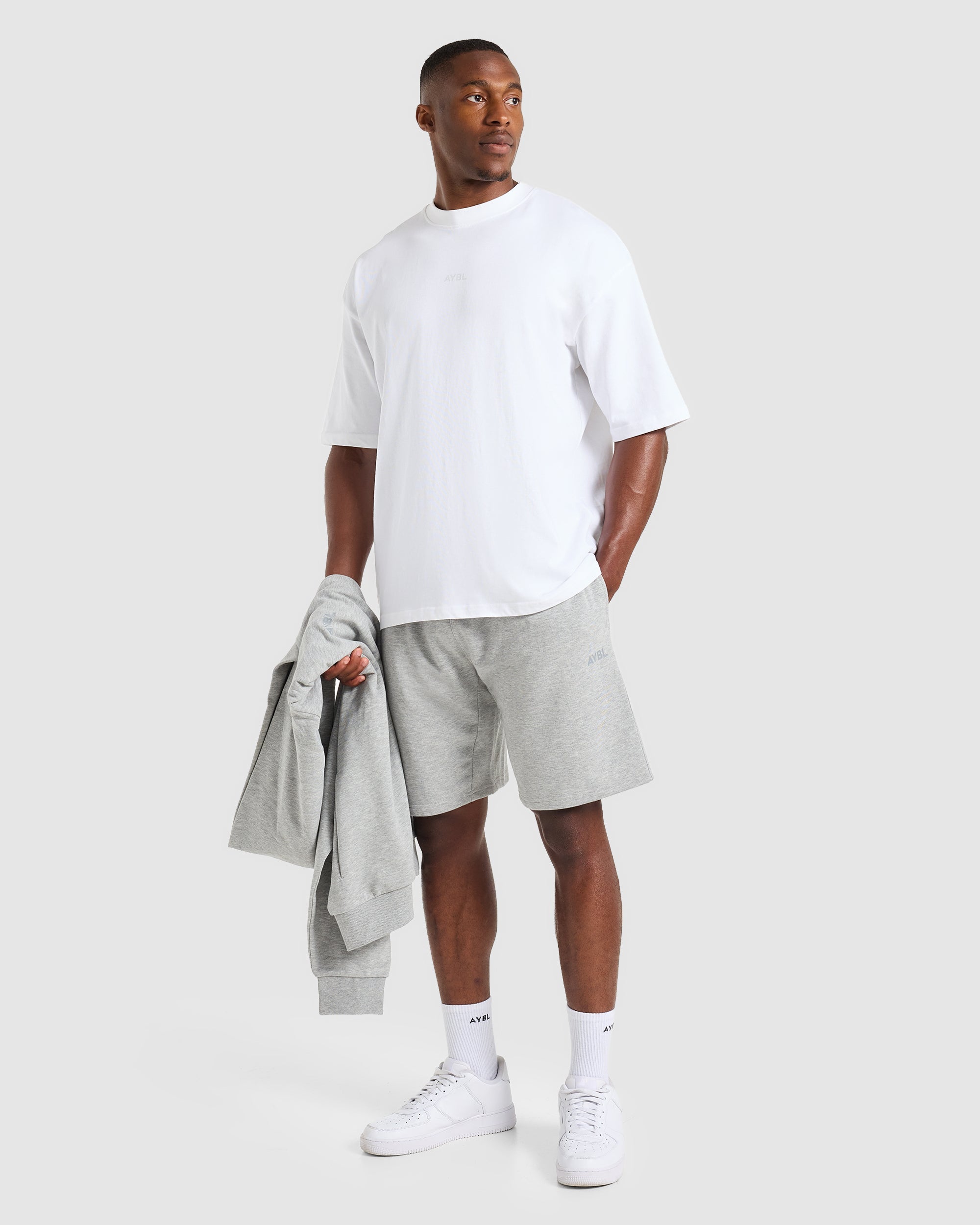 Craft Oversized Shorts - Mid Marl Grey