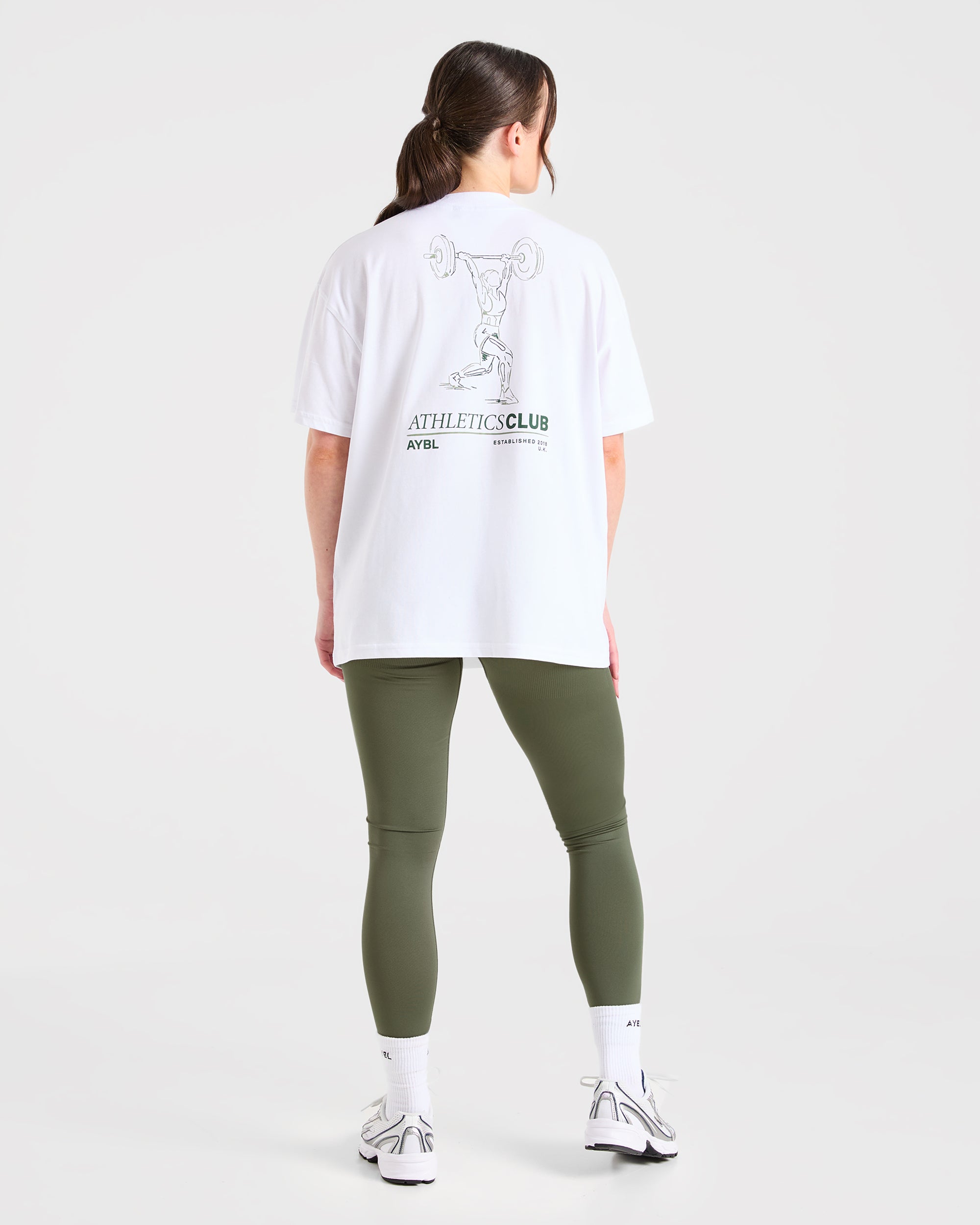 Power Lifting Illustration T Shirt - White/Green