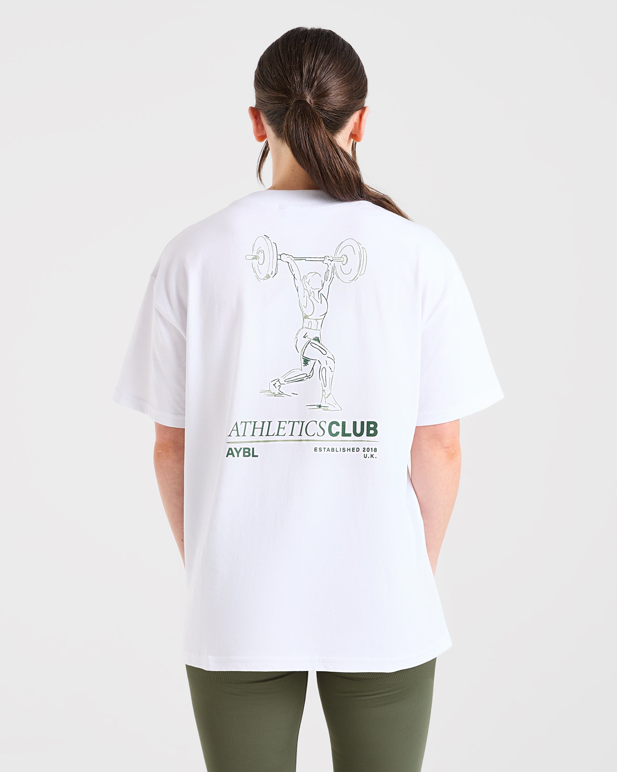 Power Lifting Illustration T Shirt - White/Green