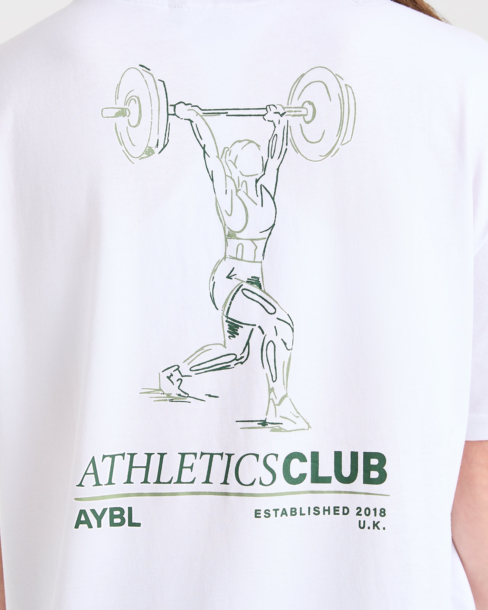 Power Lifting Illustration T Shirt - White/Green