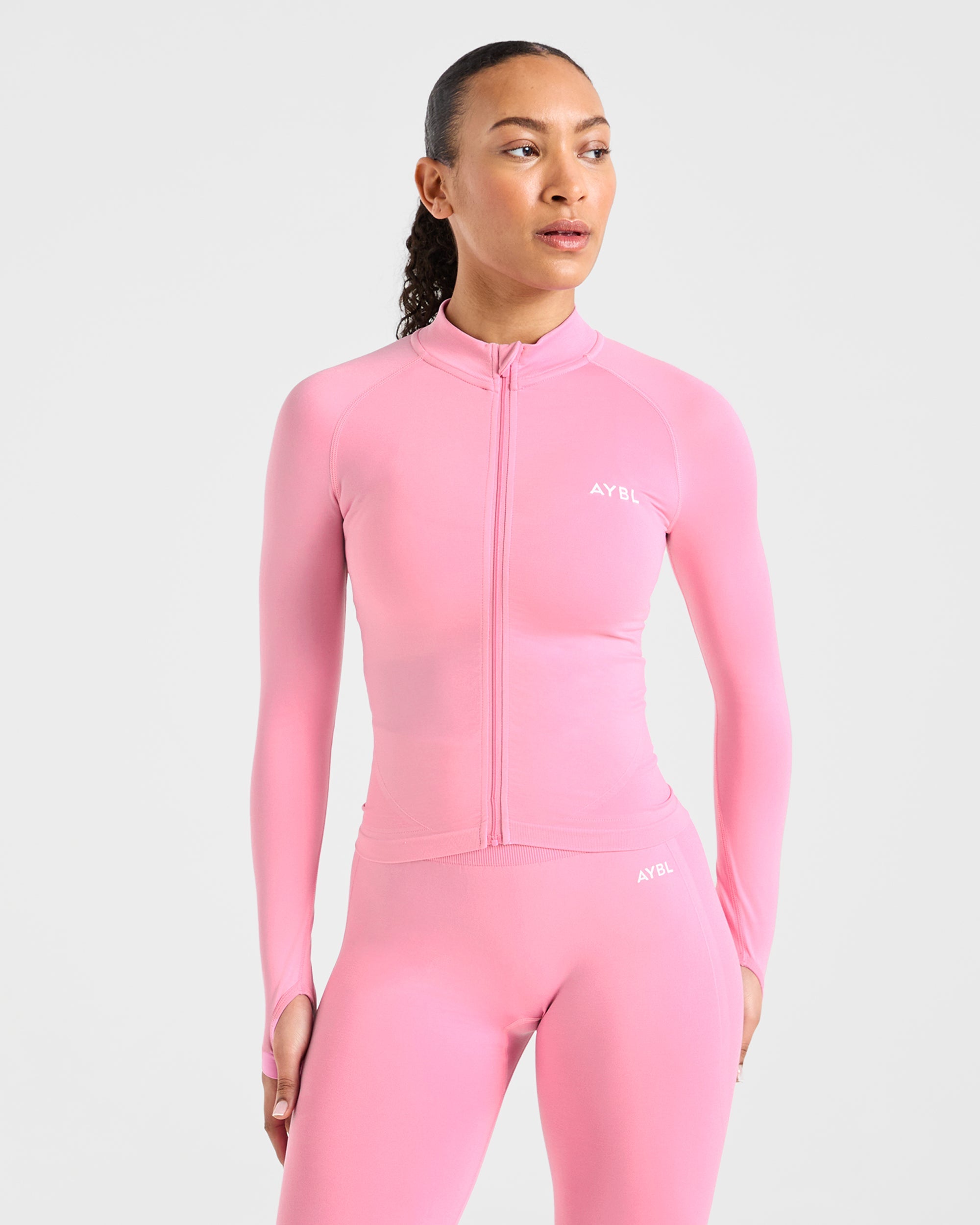 Empower Seamless Full Zip Jacket - Baby Pink