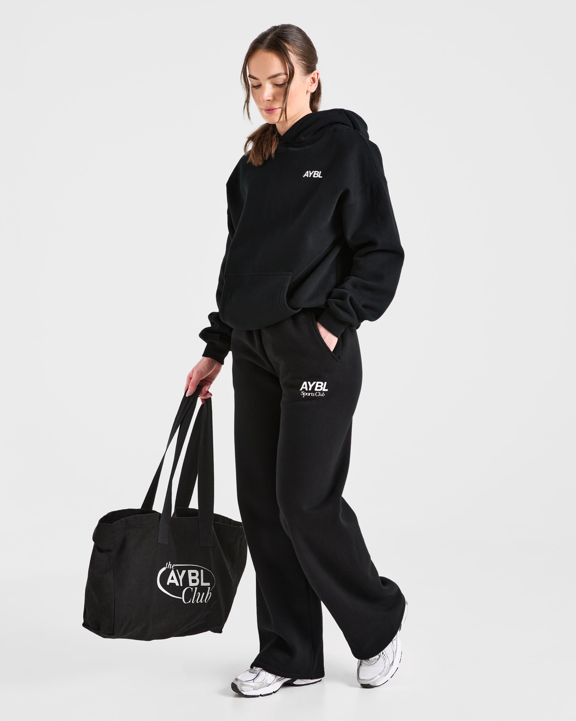 AYBL Sports Club Oversized Straight Leg Joggers - Black/White