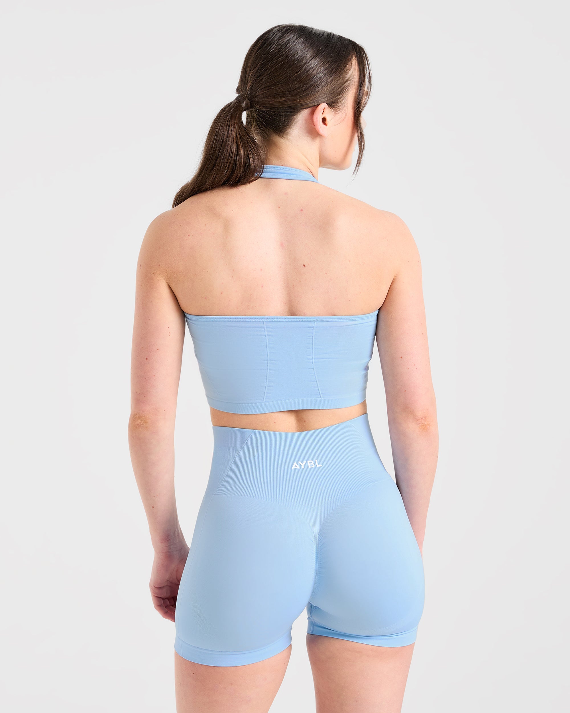 Empower Seamless Halterneck Crop Top - Sky Blue