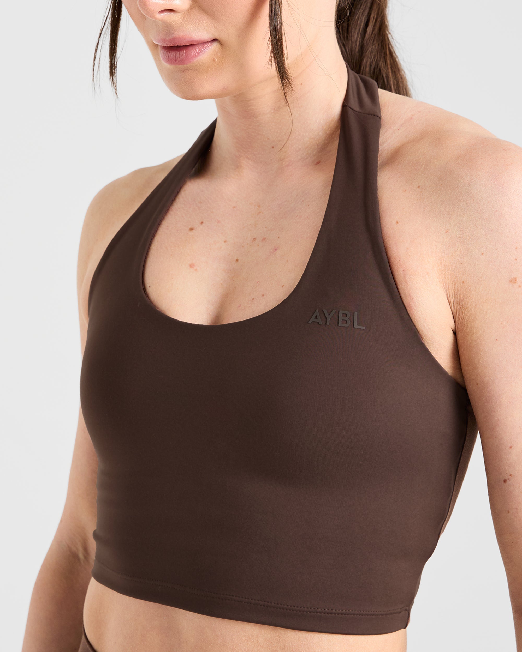 Staple Halterneck Crop Top - Marron