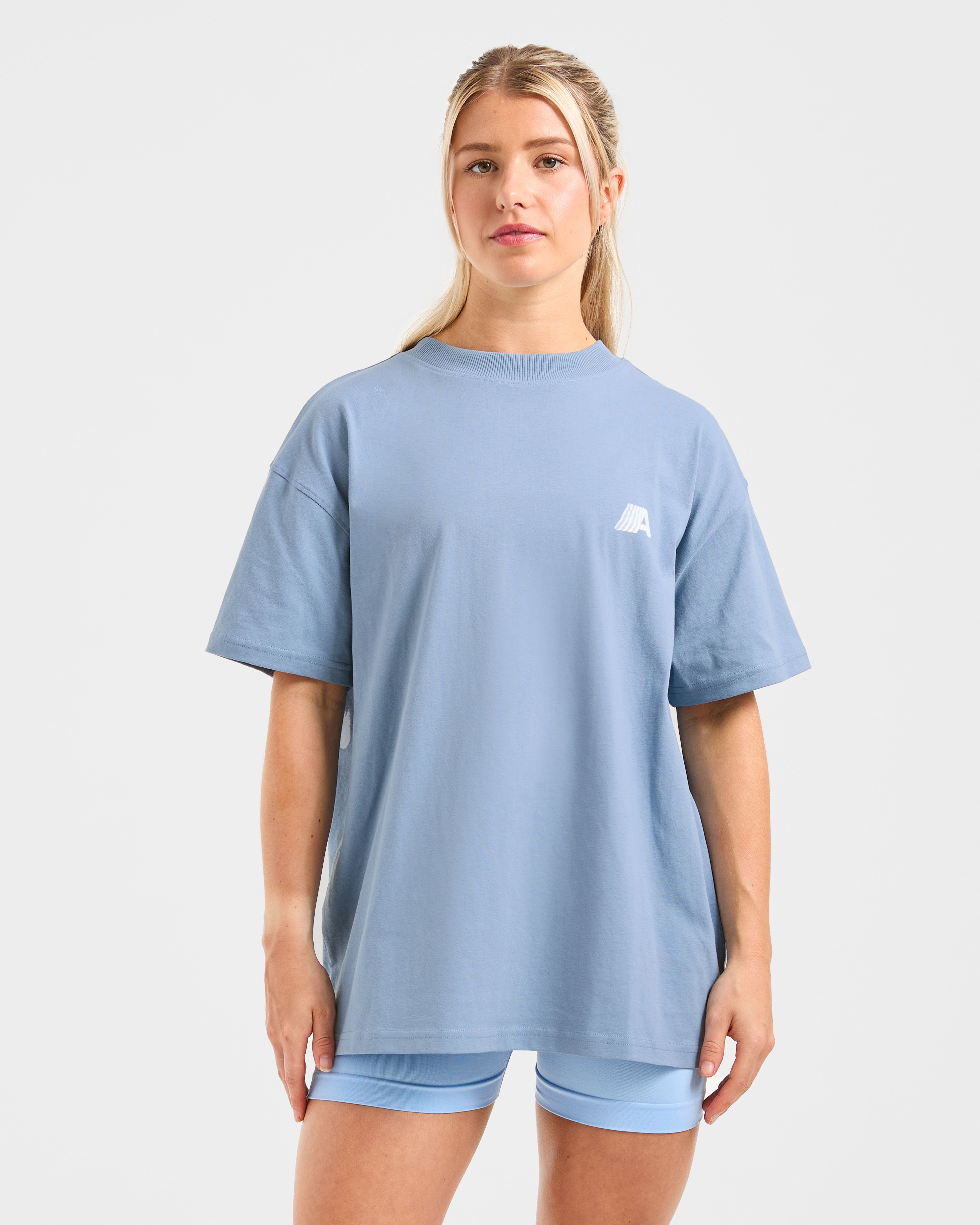 Retro Athletics Oversized T Shirt - Vintage Blue