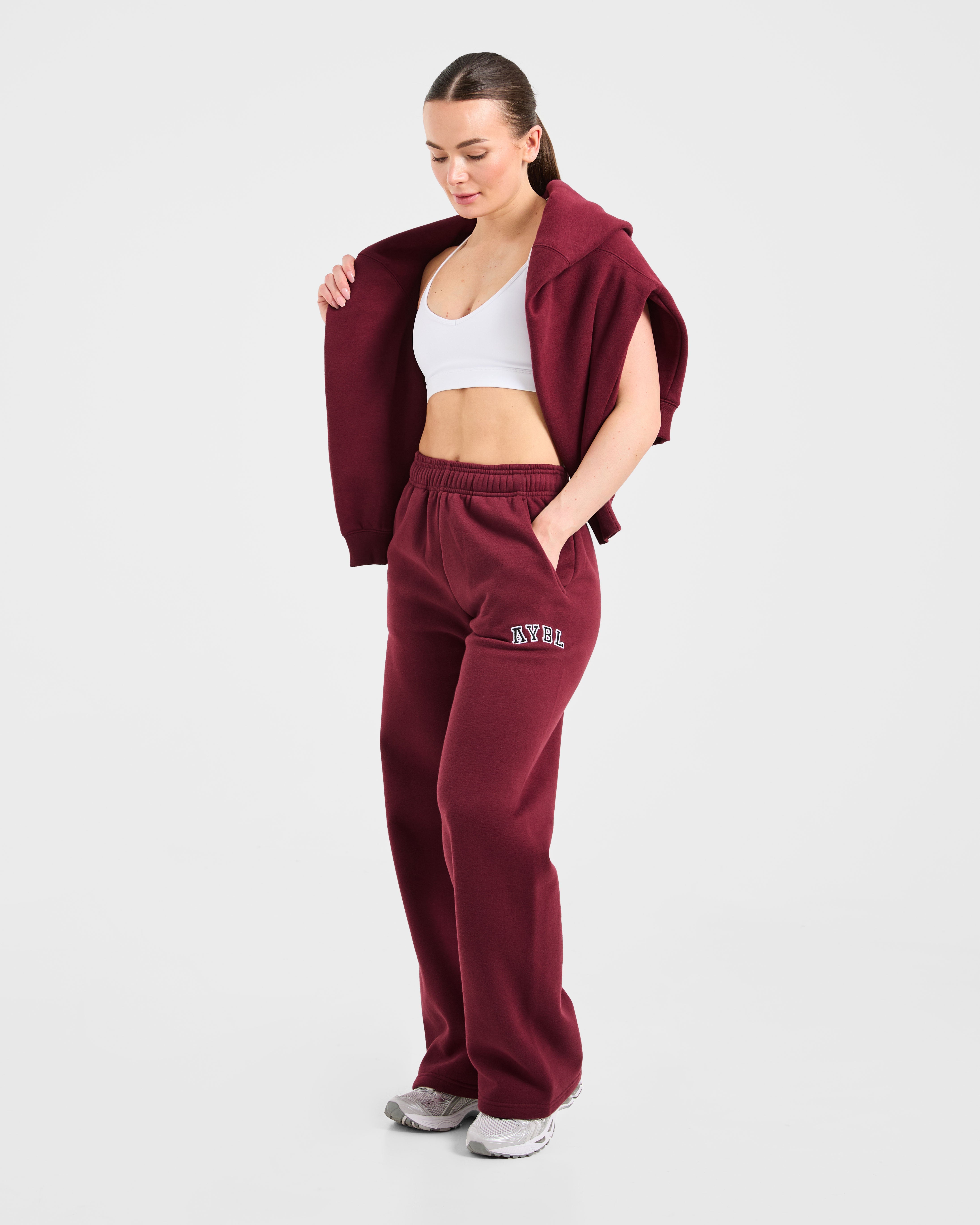 Varsity 2.0 Oversized Straight Leg Joggers - Red Wine