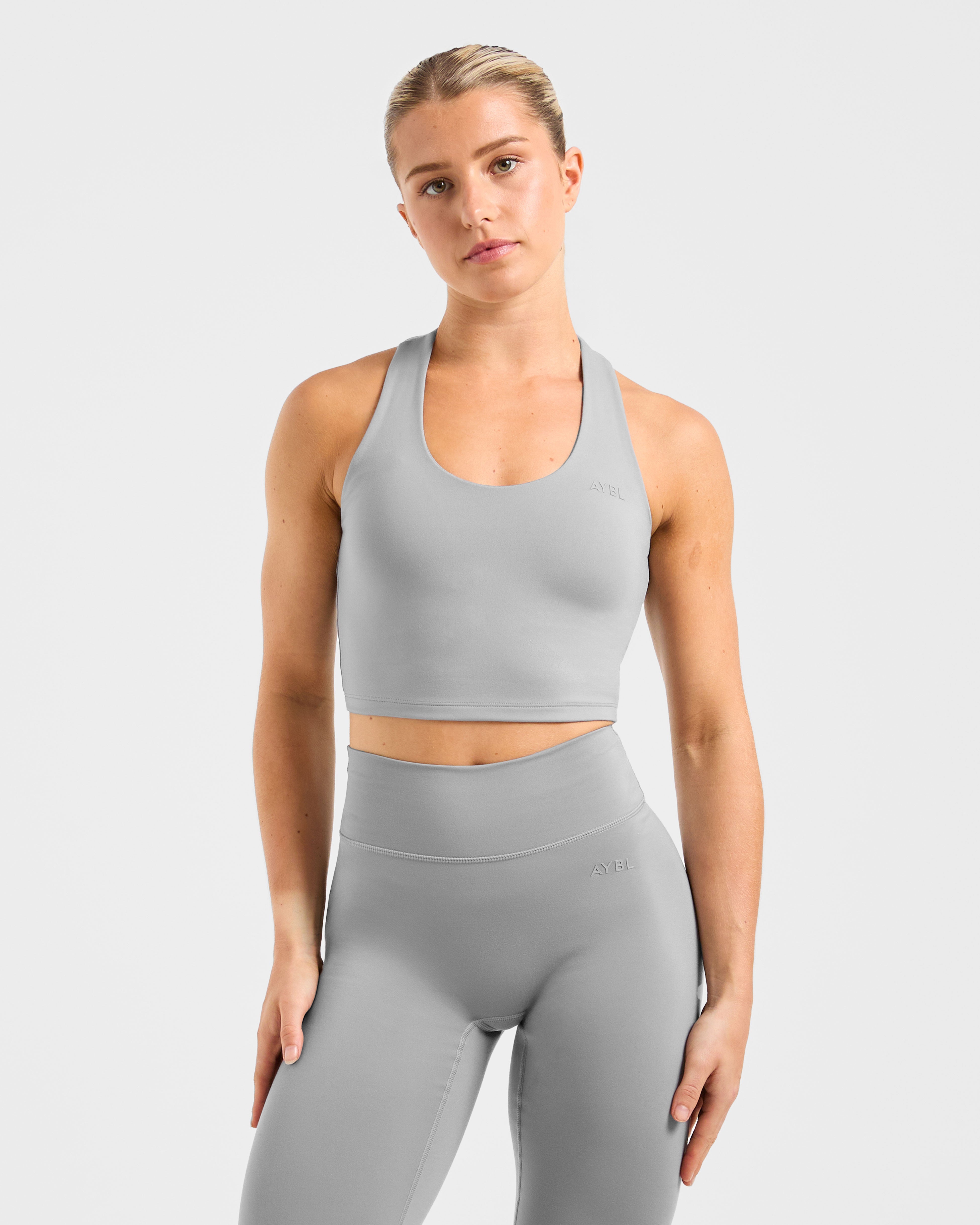 Staple Halterneck Crop Top - Grey