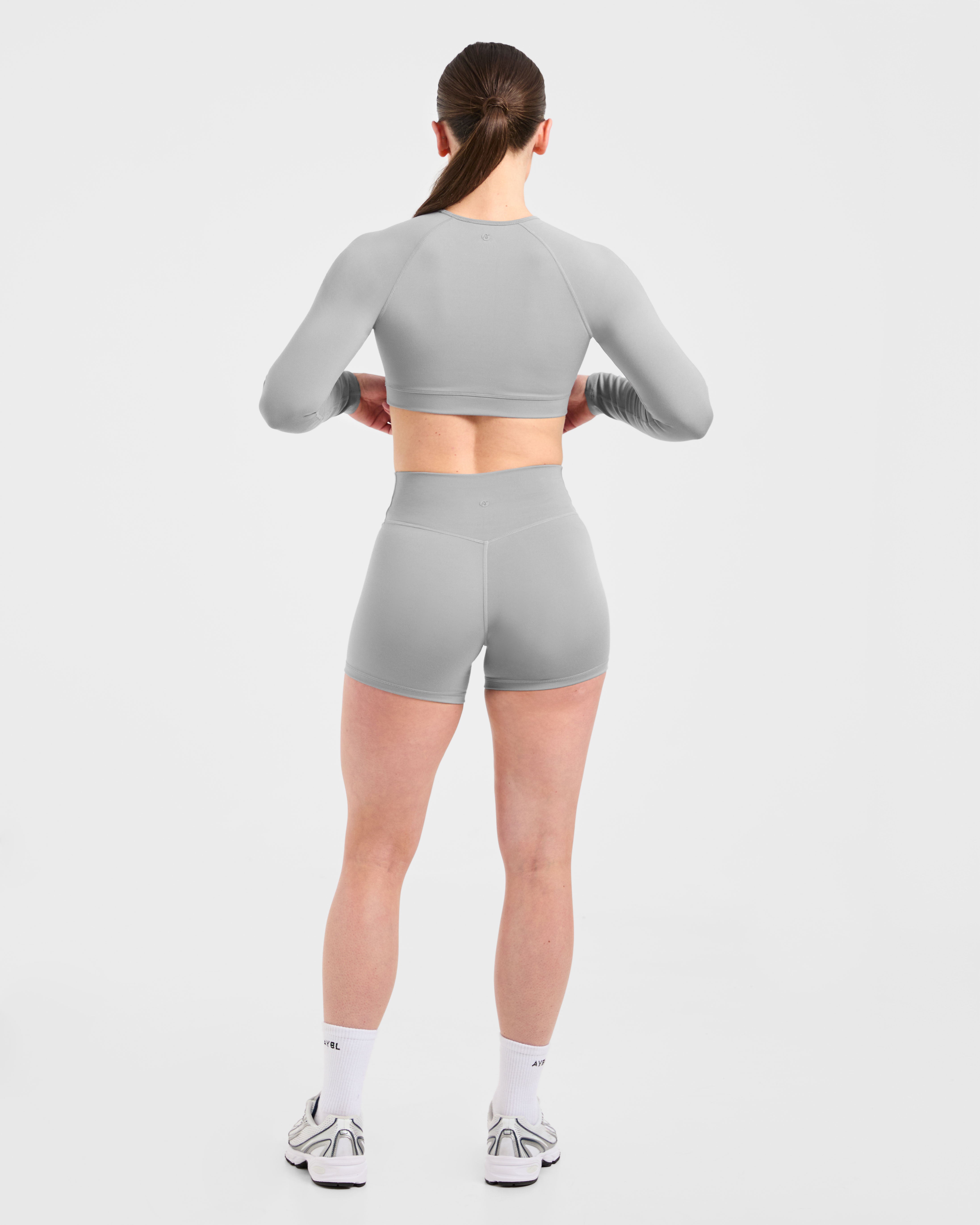 Staple Long Sleeve Crop Top - Grey