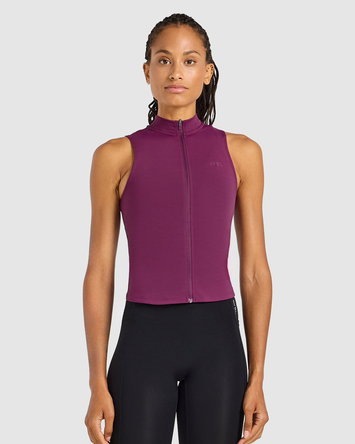 Run Sleeveless Zip Up Jacket - Plum