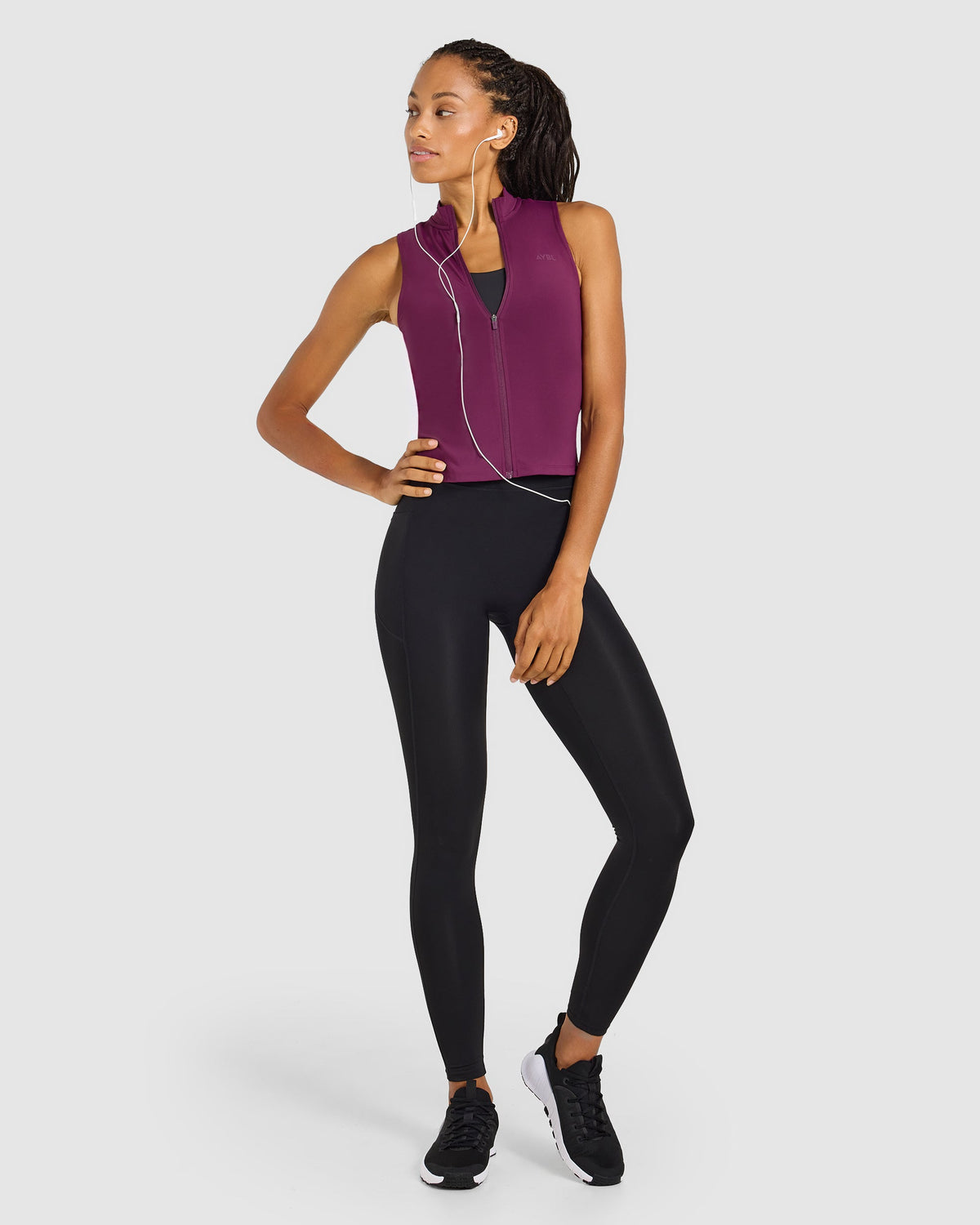 Run Sleeveless Zip Up Jacket - Plum