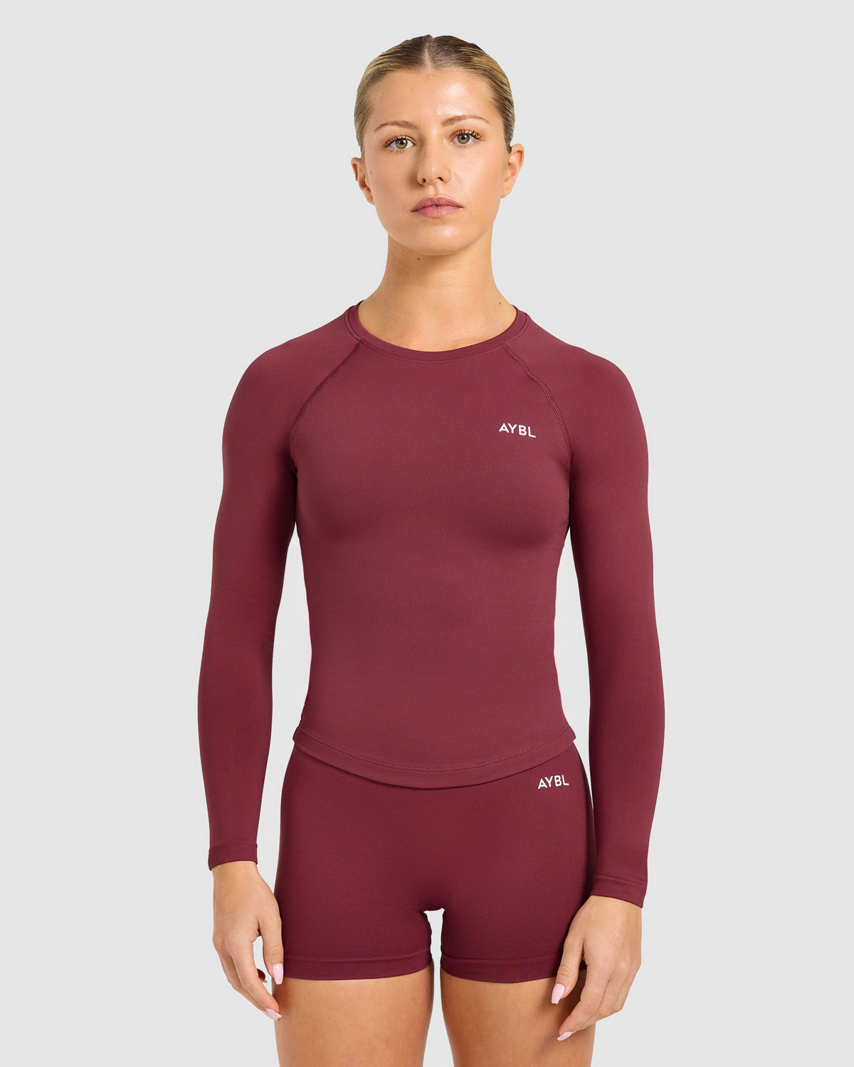 Enhance Seamless Long Sleeve Top - Mahogany Red