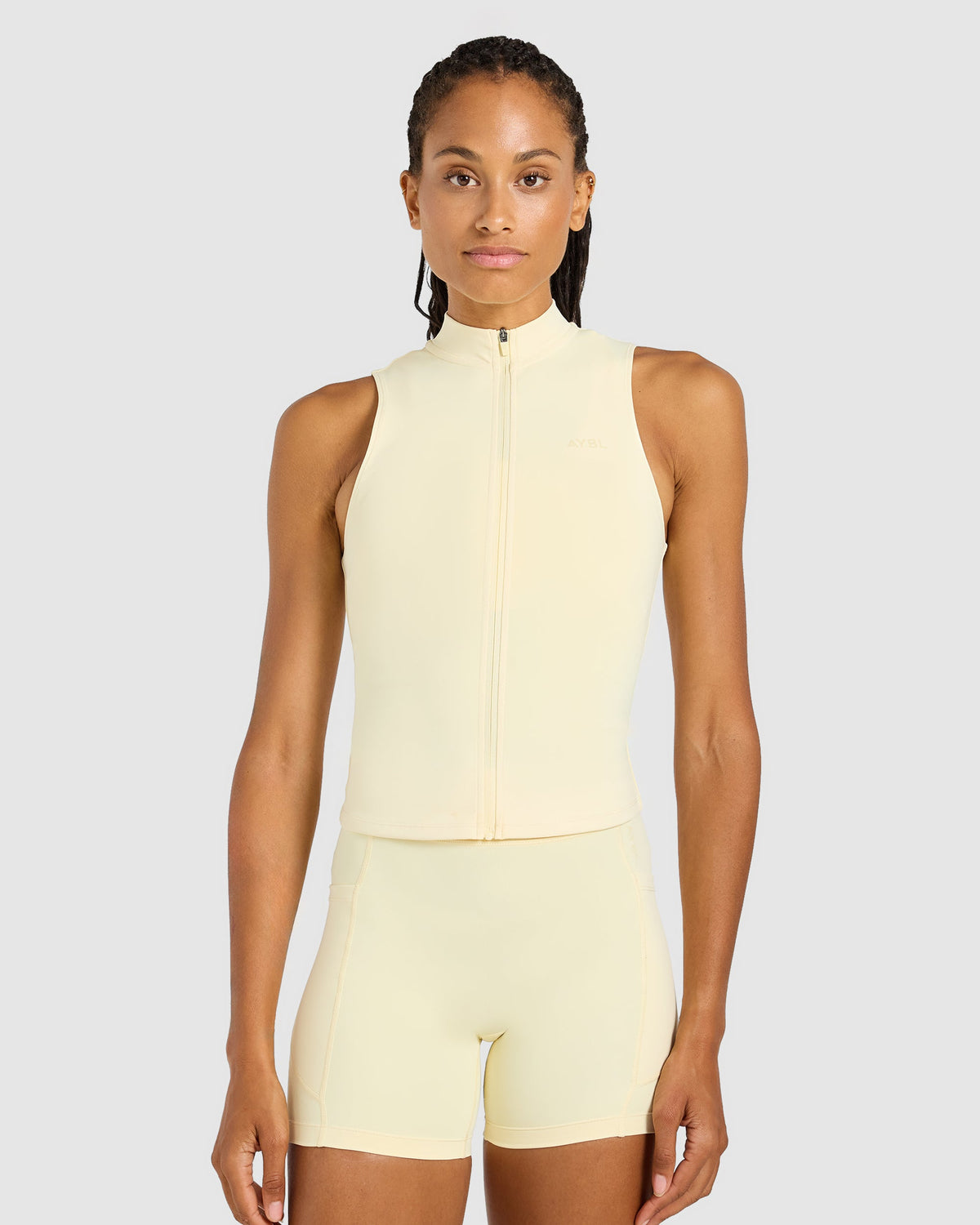 Run Sleeveless Zip Up Jacket - Butter Yellow