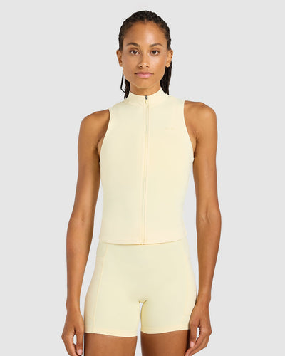 Run Sleeveless Zip Up Jacket - Butter Yellow