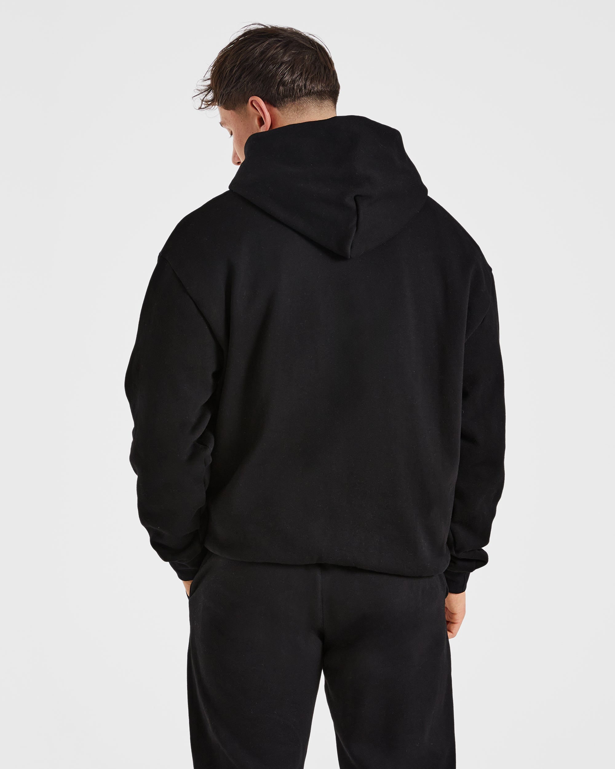 Essential übergroßer Kapuzenpullover – Schwarz