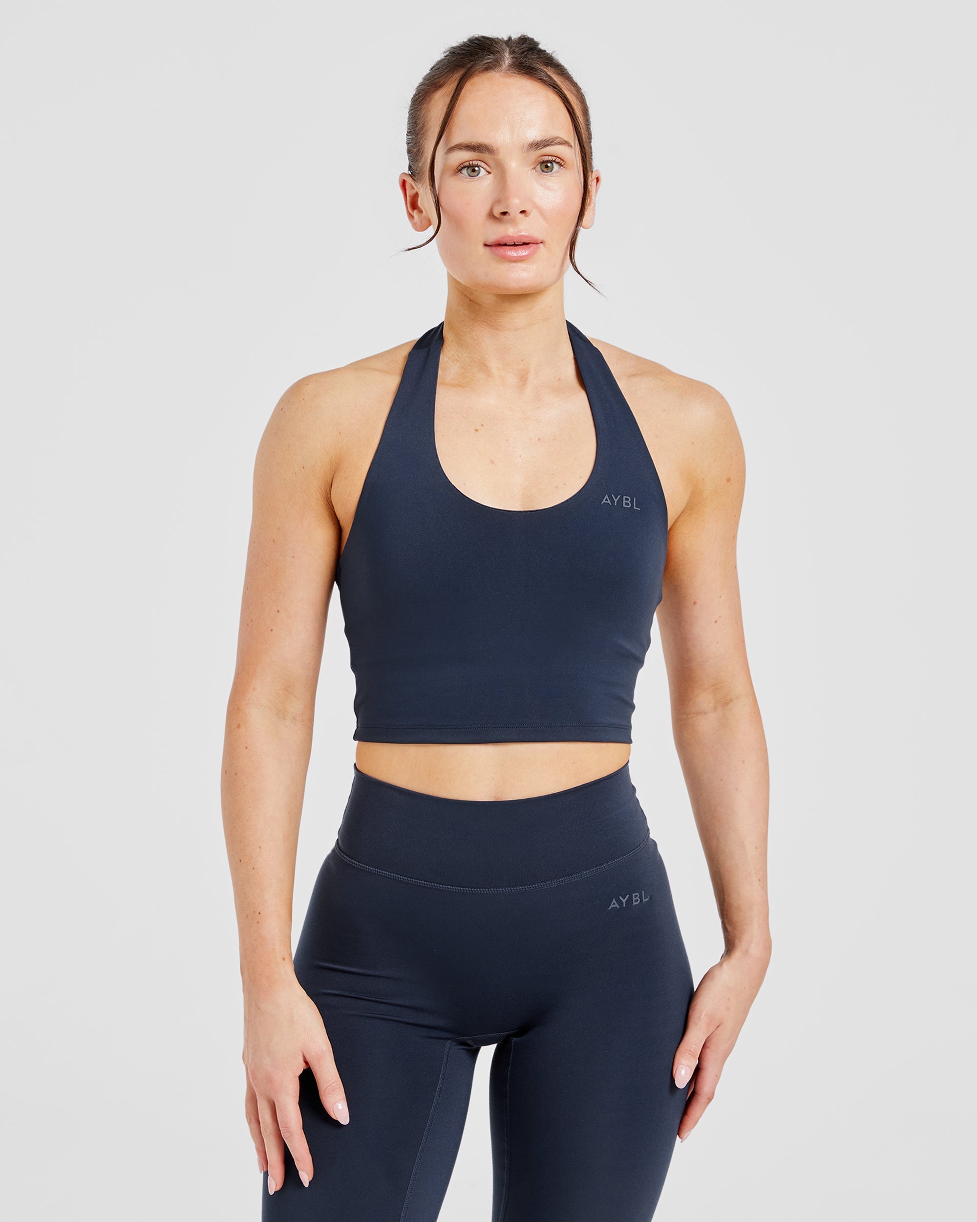 Staple Halterneck Crop Top -  Navy