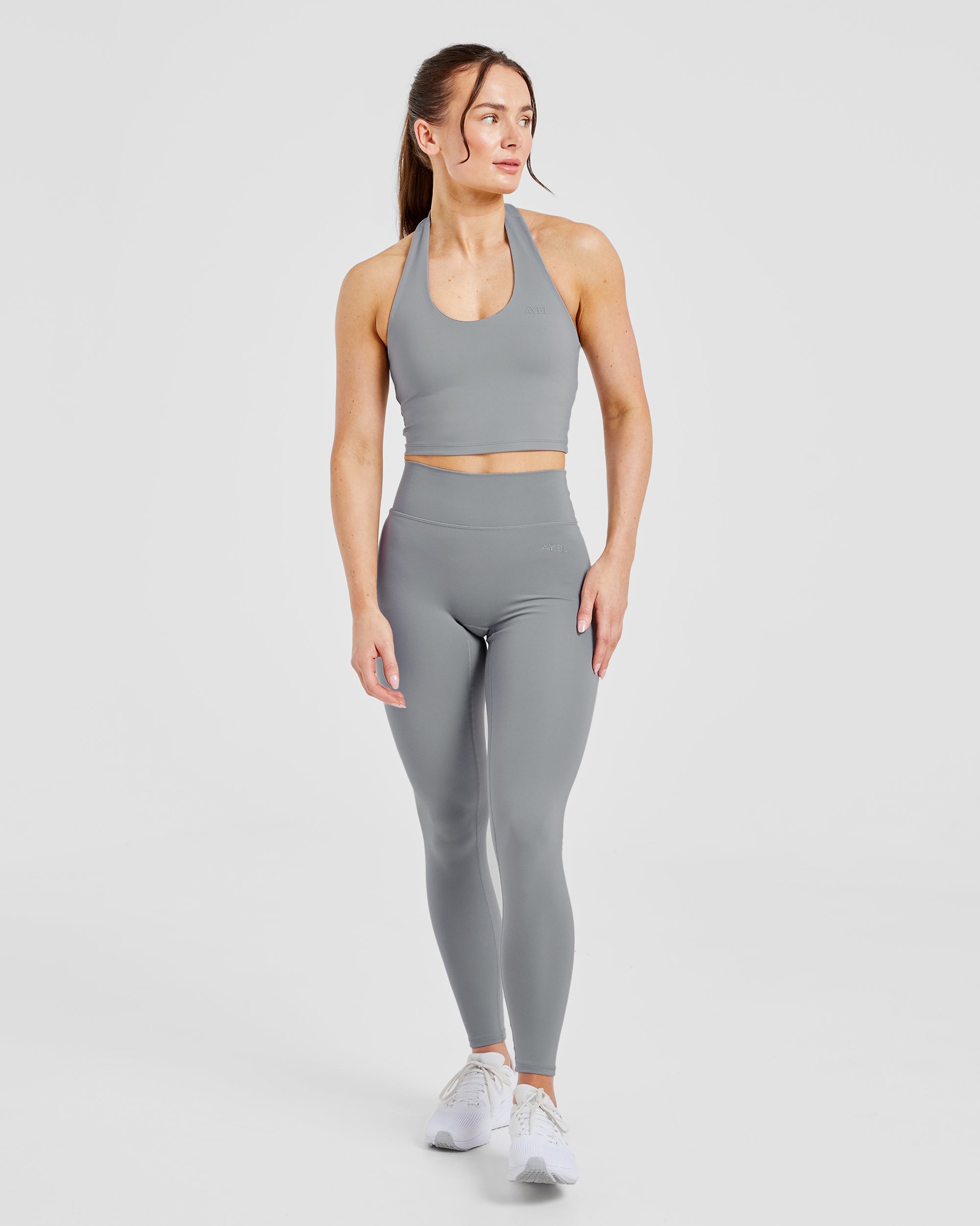 Staple Halterneck Crop Top -  Grey