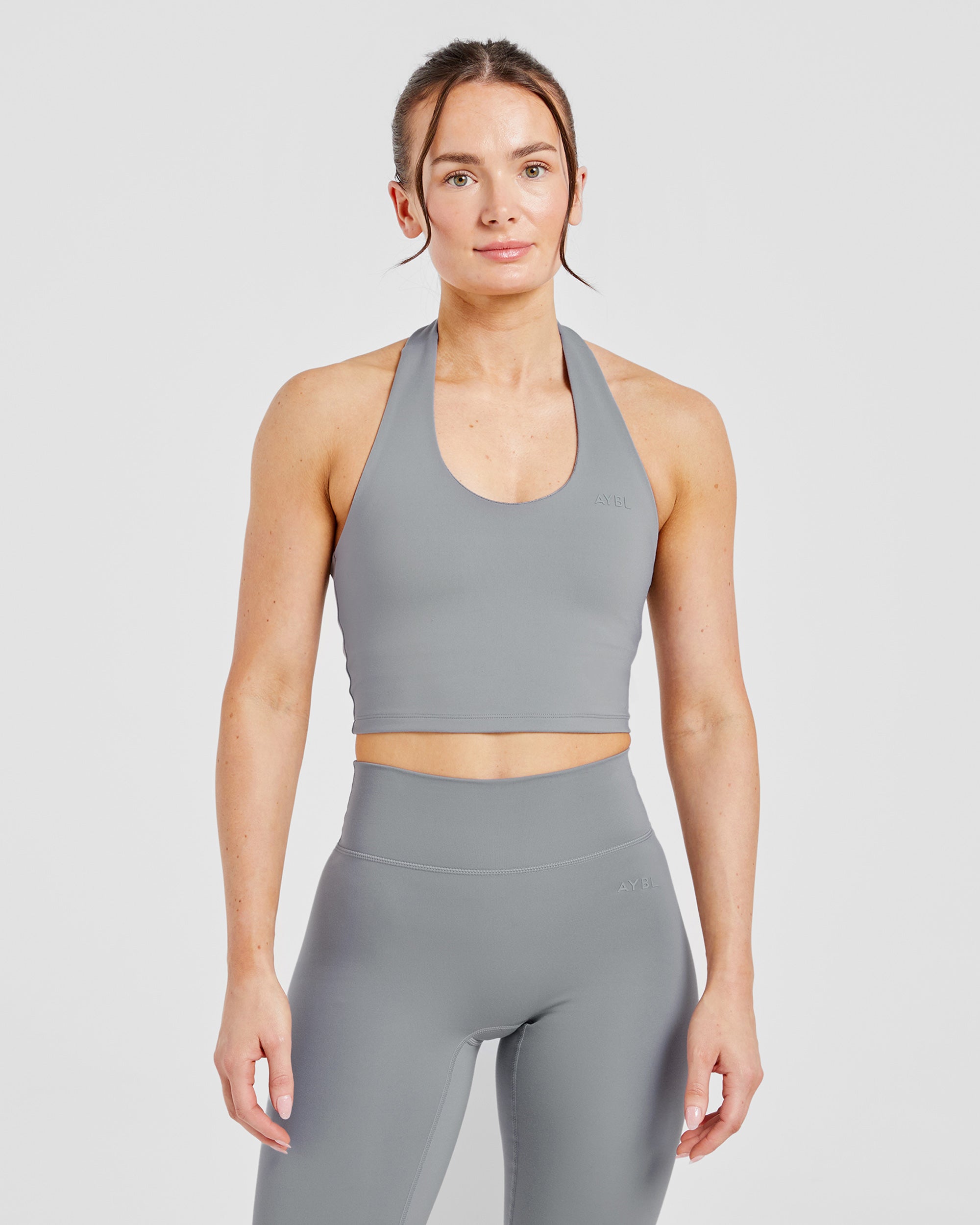 Staple Halterneck Crop Top -  Grey