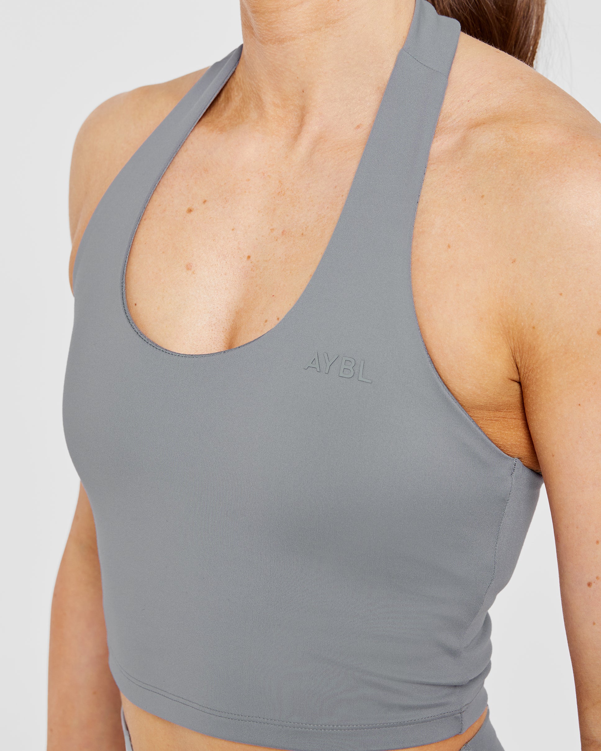 Staple Halterneck Crop Top -  Grey