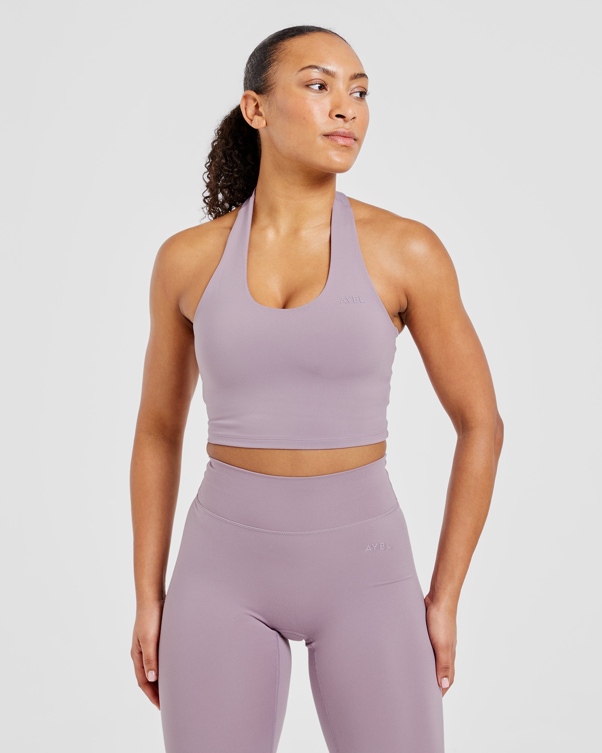 Staple Halterneck Crop Top -  Mauve Purple