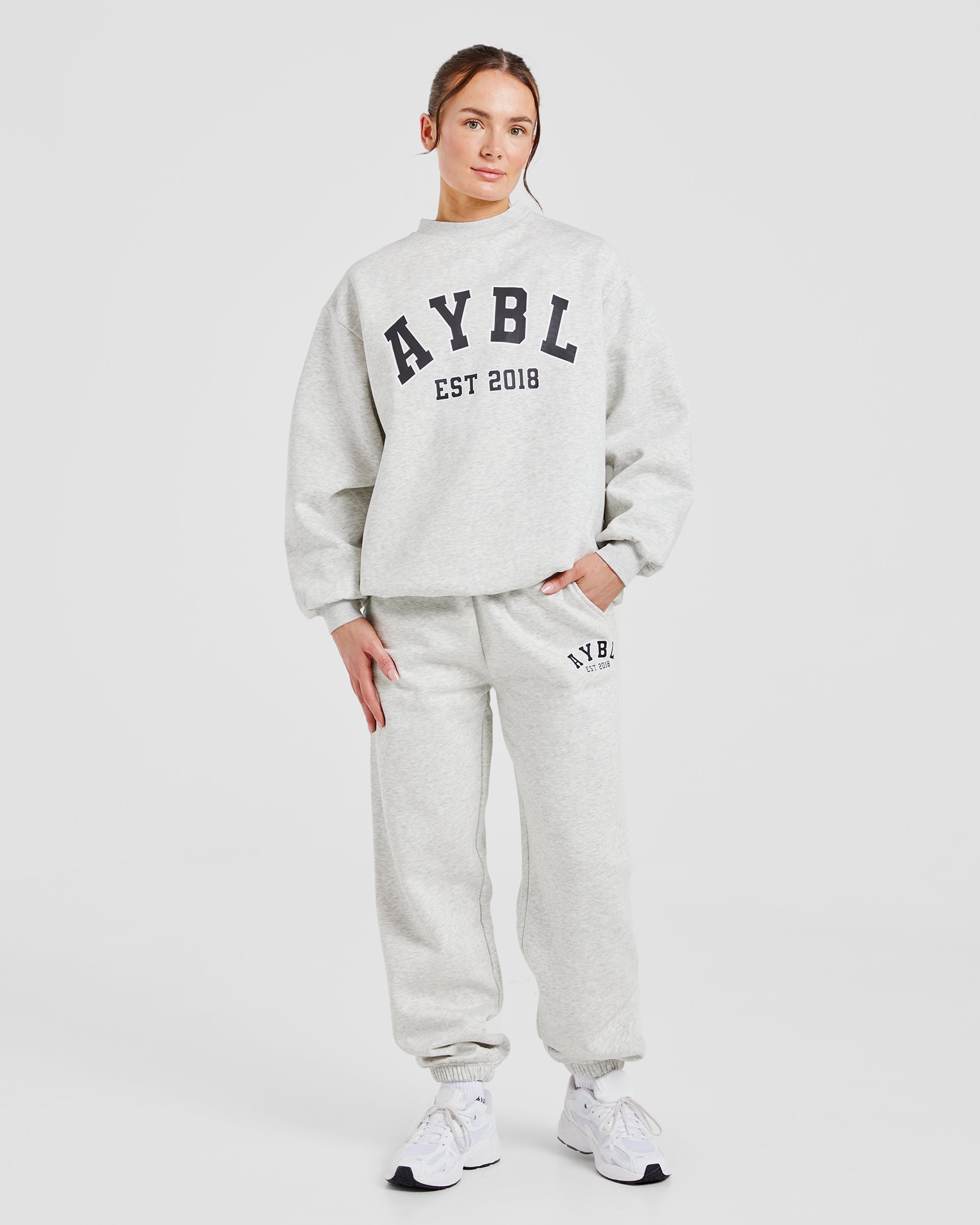 Varsity Graphic Oversized Sweatshirt - Grey Marl