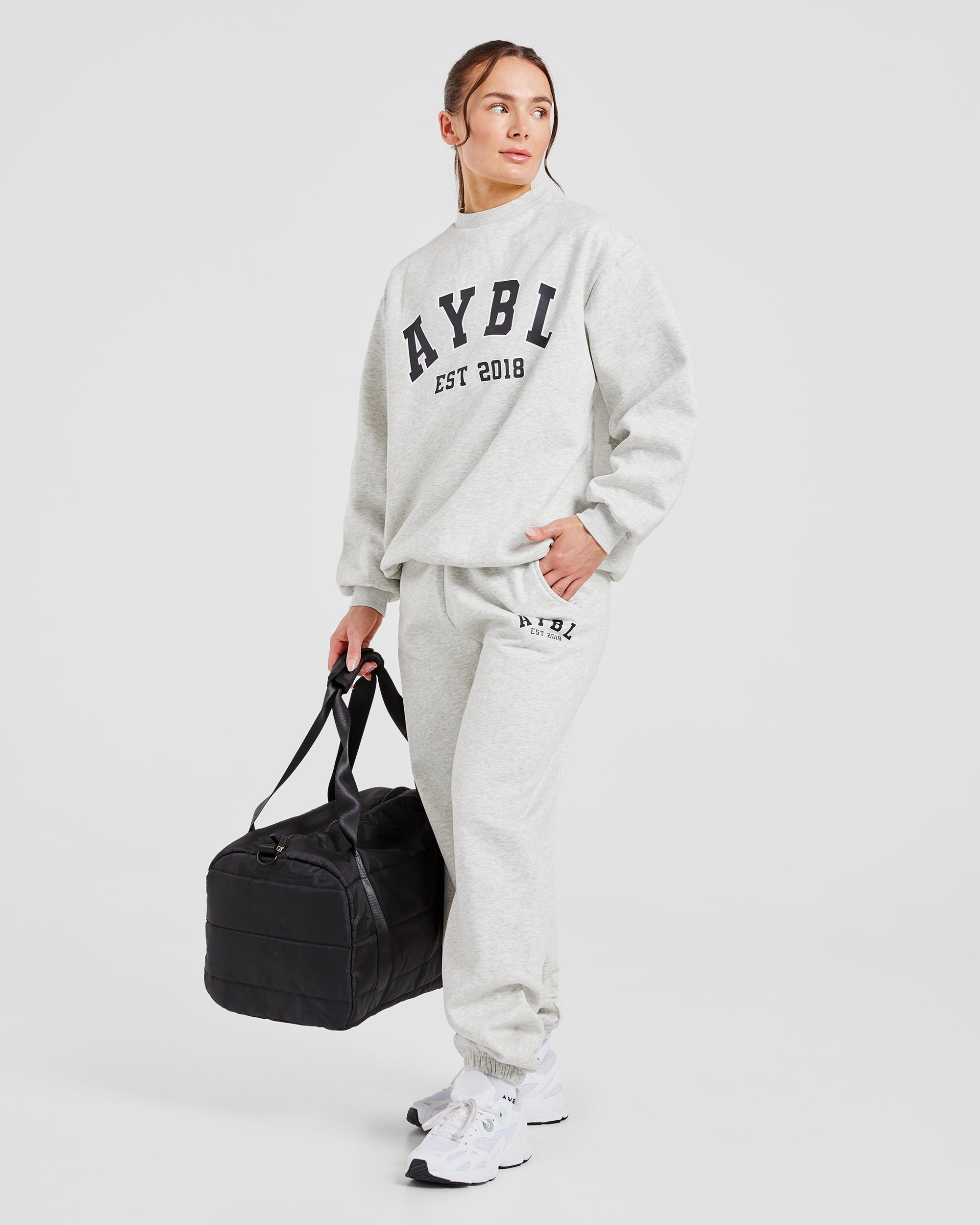 Varsity Graphic Oversized Sweatshirt - Grey Marl