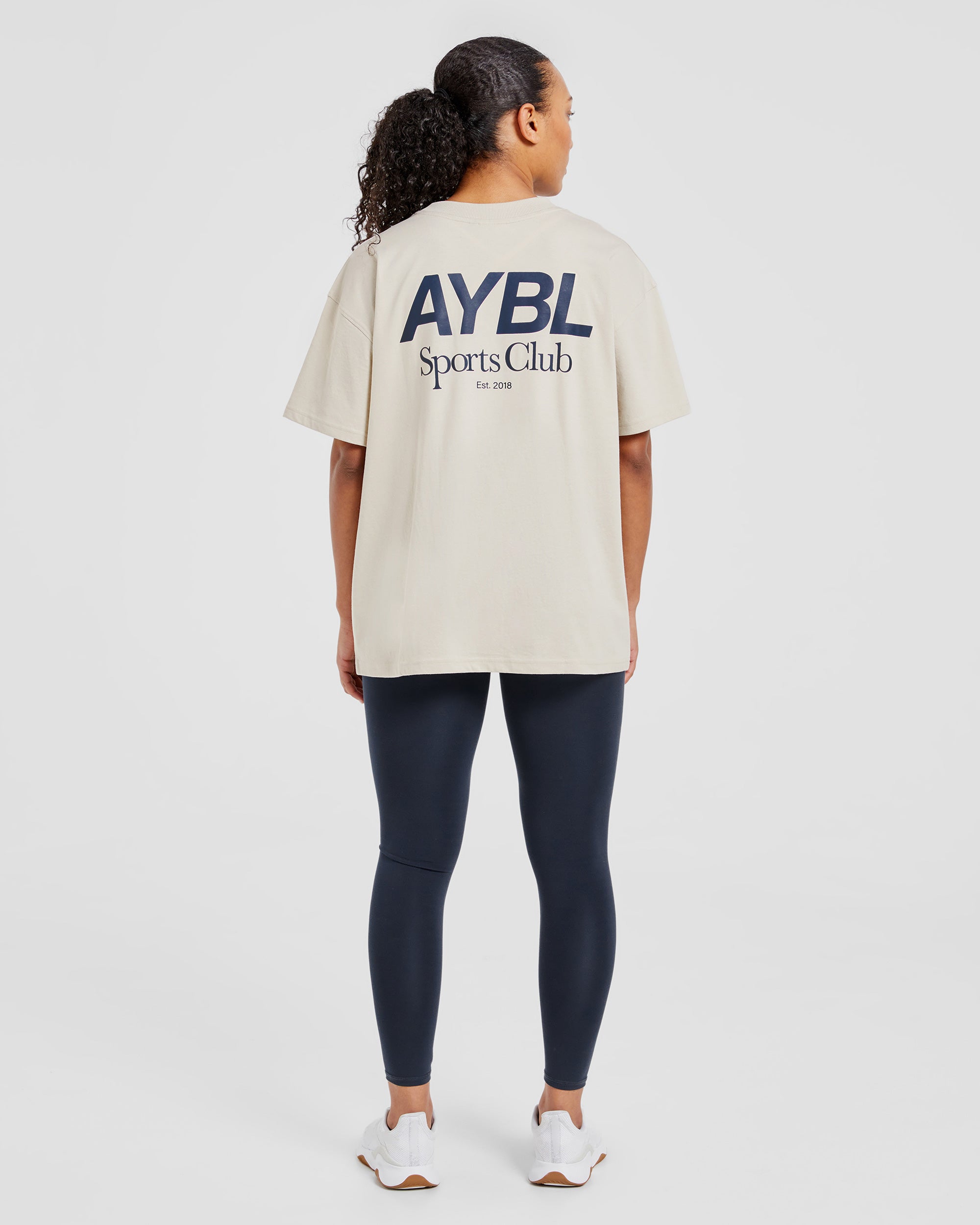 AYBL Sports Club Oversized T Shirt - Sand/Navy