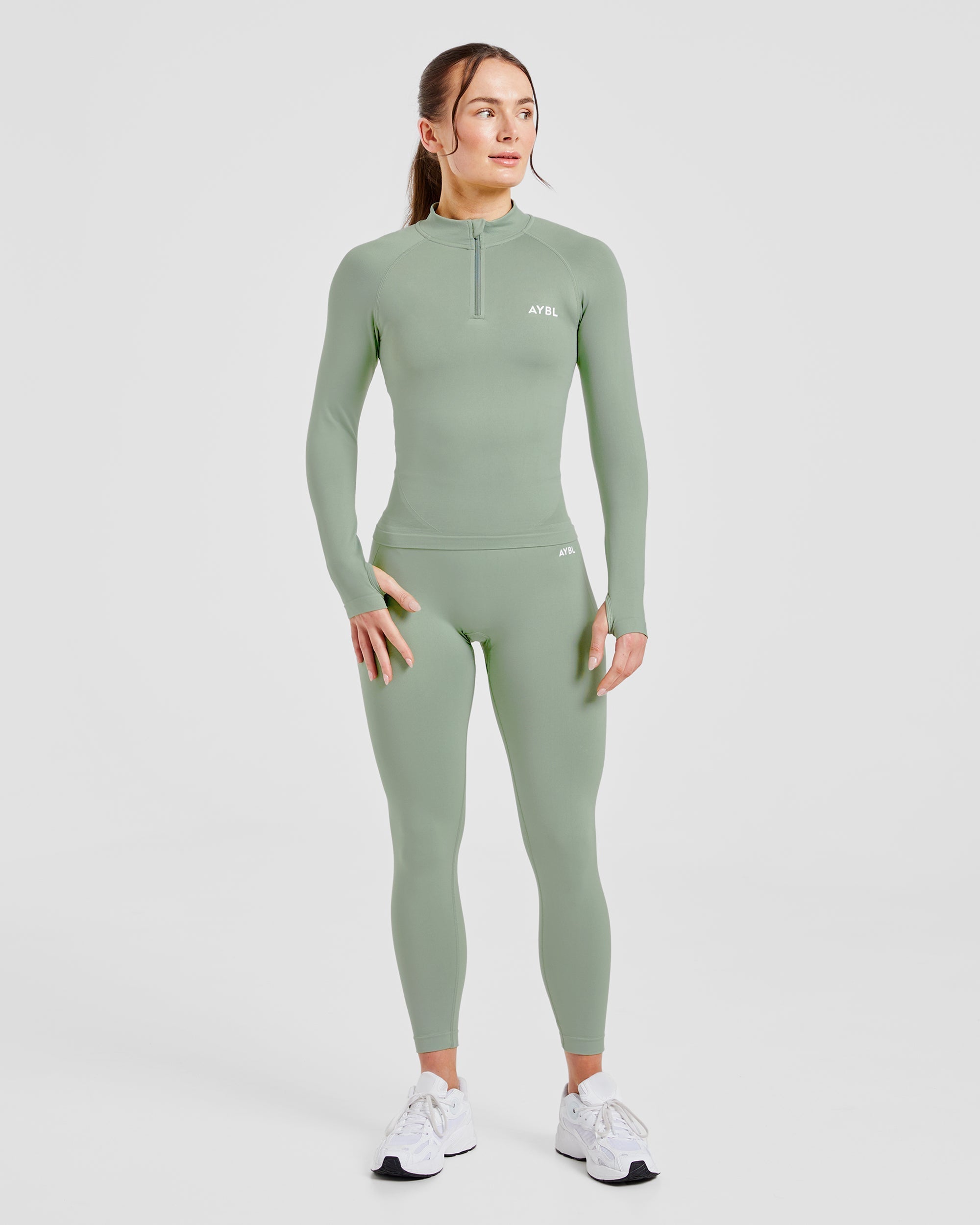 Empower Seamless 1/2 Zip Jacket - Grove Green