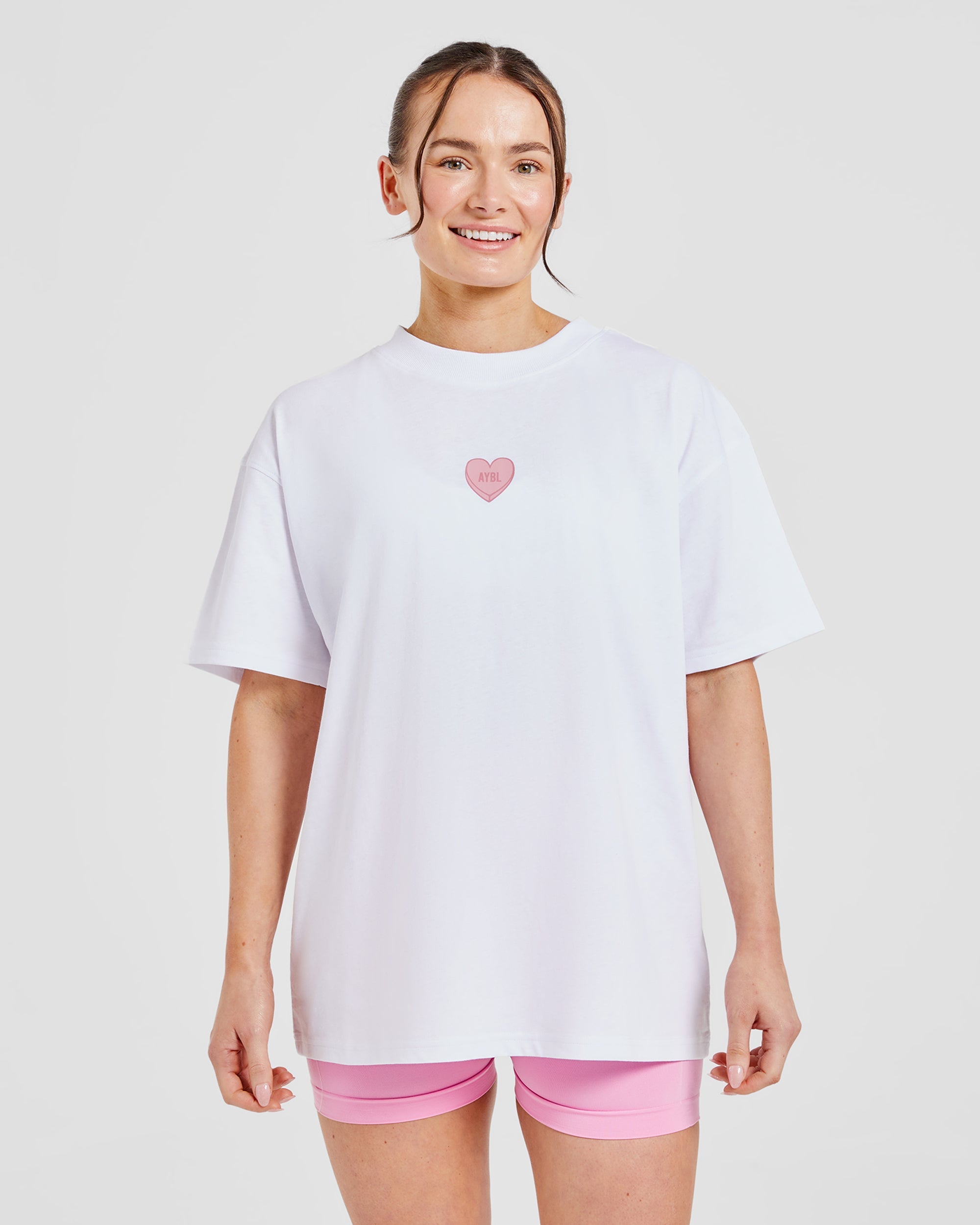 Love Hearts Oversized T Shirt - White