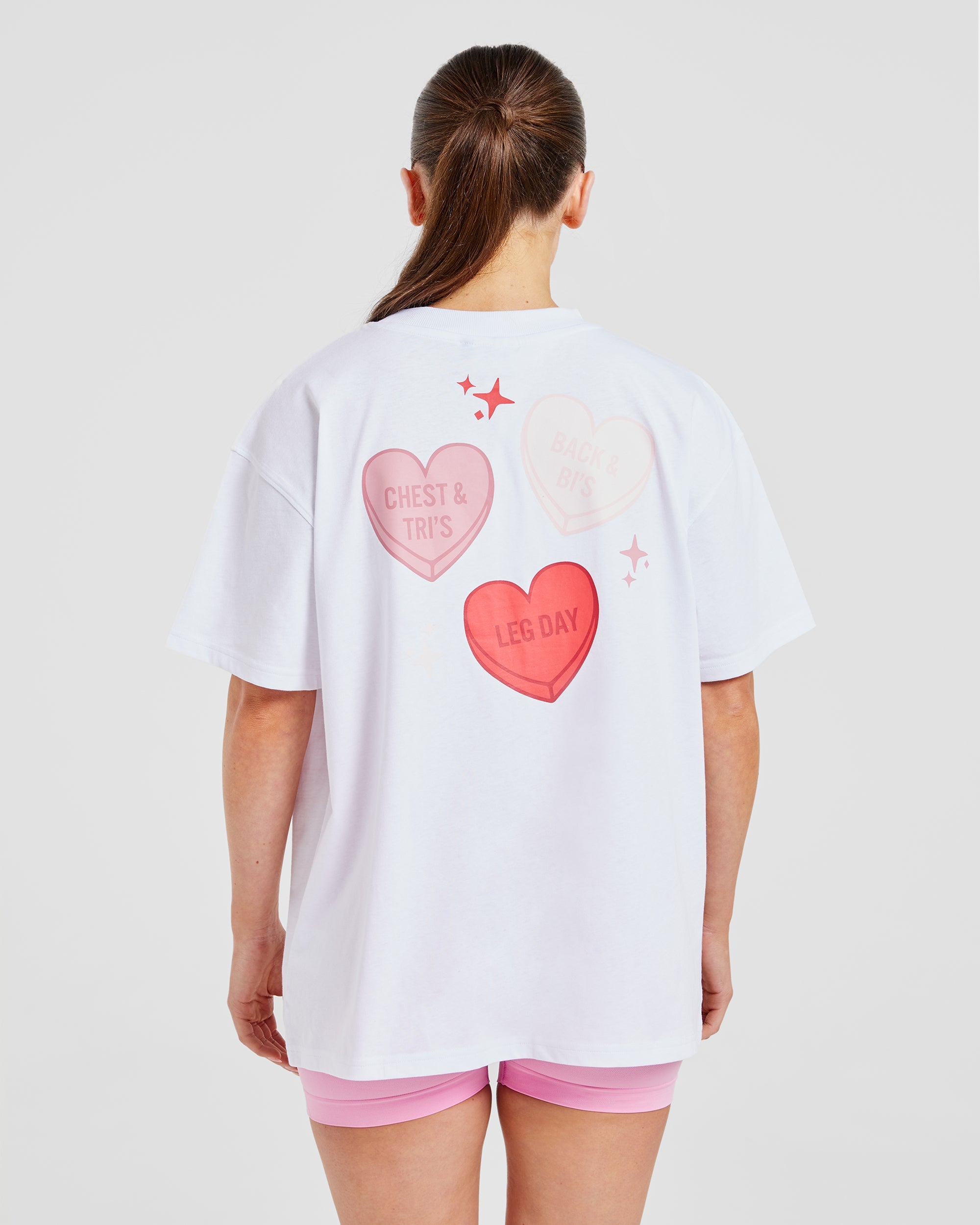 Love Hearts Oversized T Shirt - White