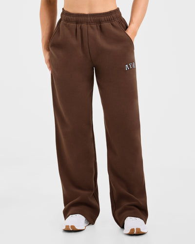 Varsity 2.0 Oversized Straight Leg Joggers - Brown