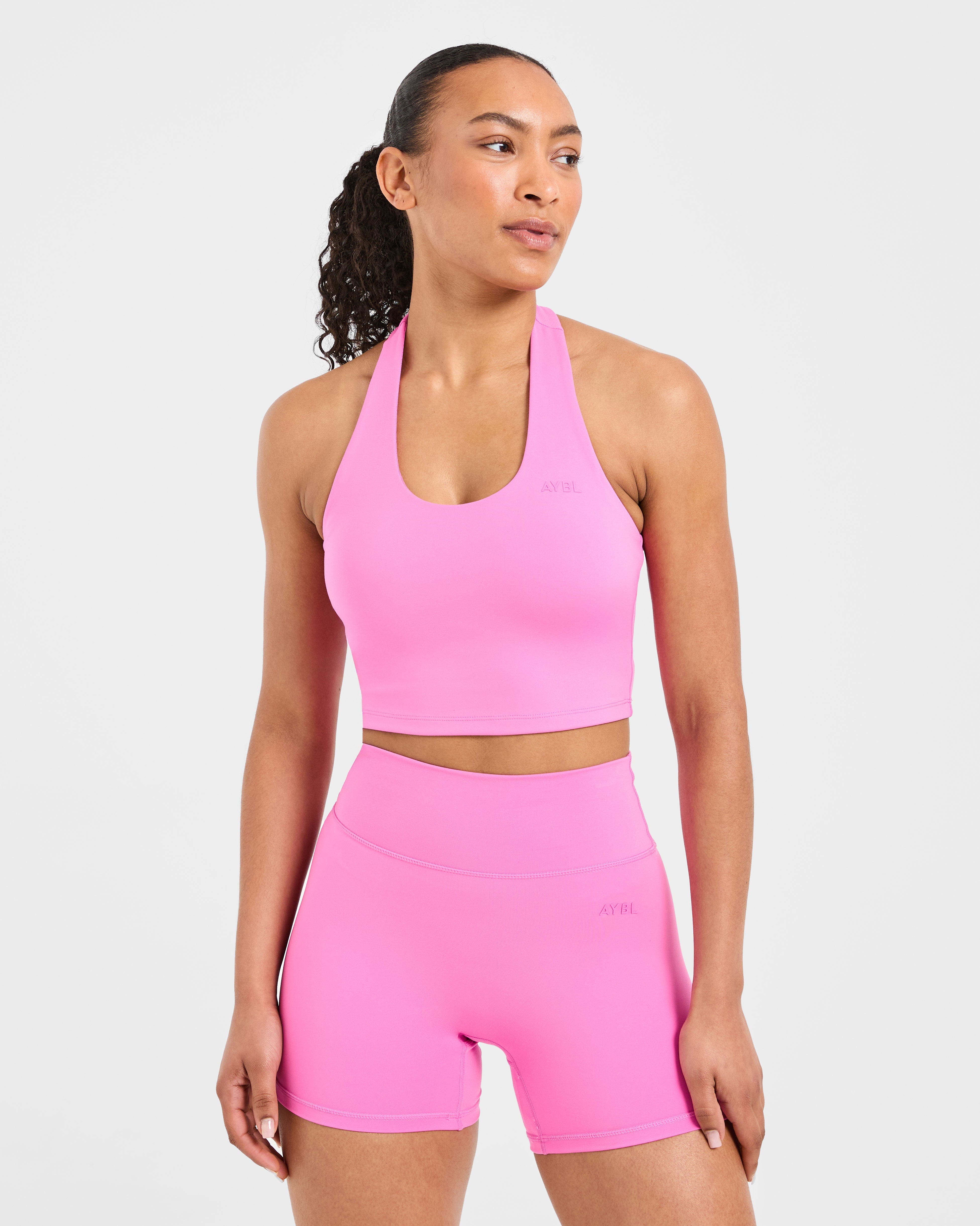 Staple Halterneck Crop Top - Summer Pink