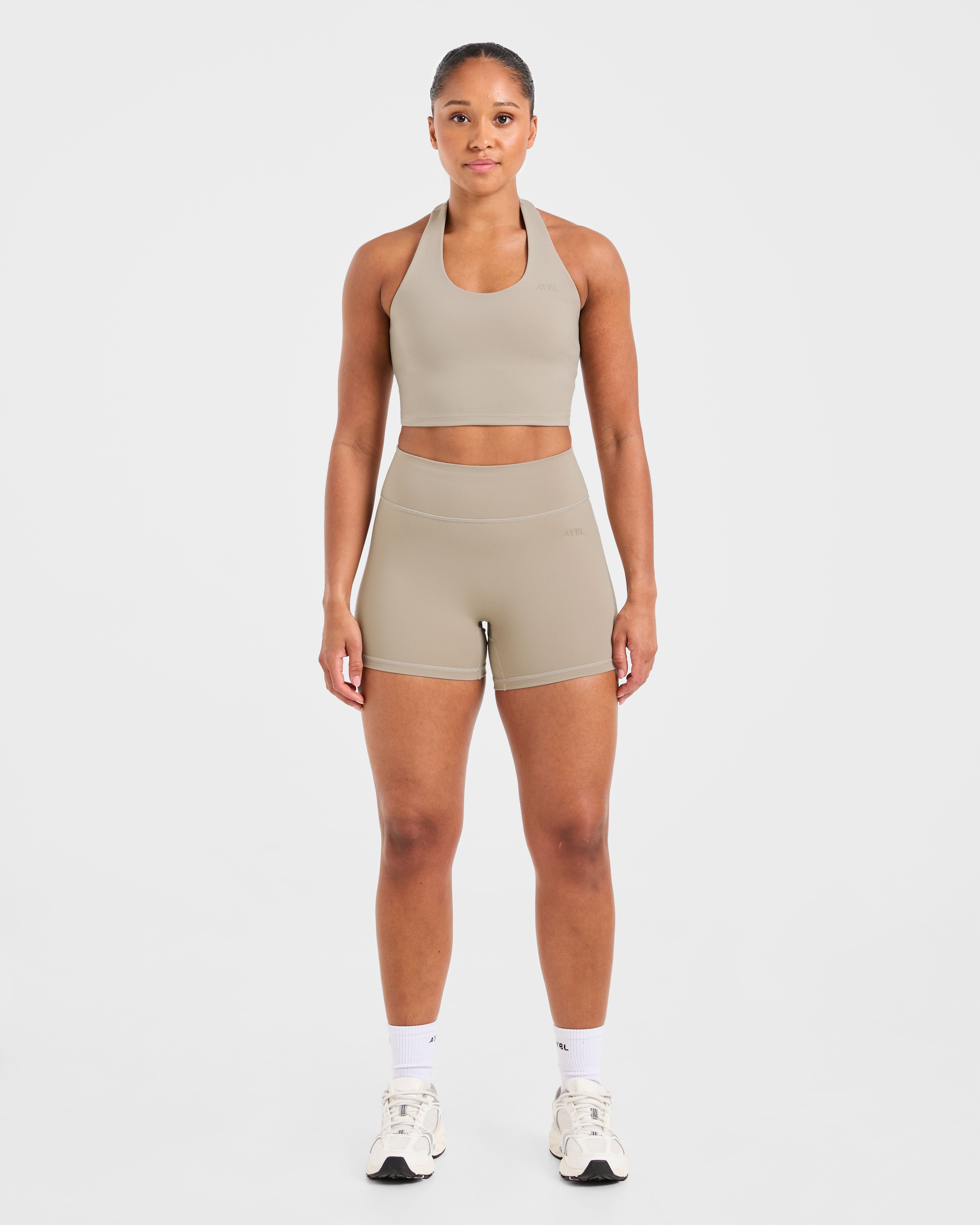Staple Halterneck Crop Top - Muted Taupe