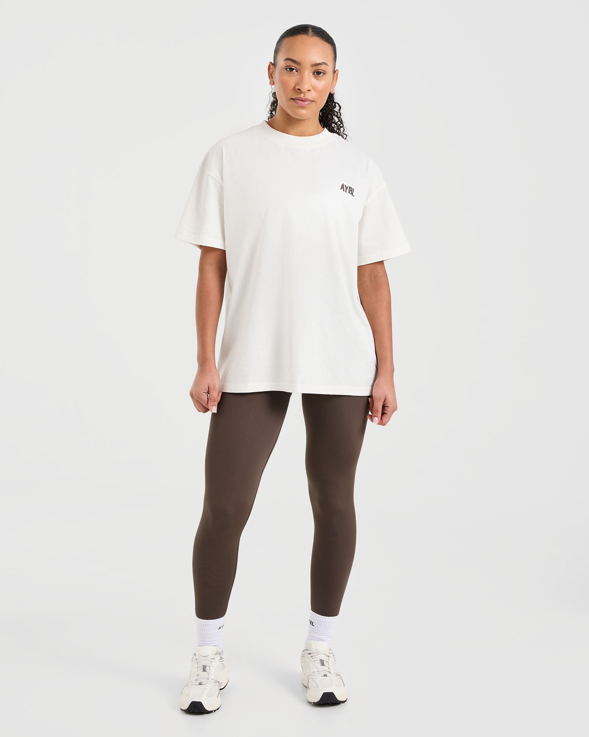 Athletics Strength Club Oversized T Shirt - Off White/Brown