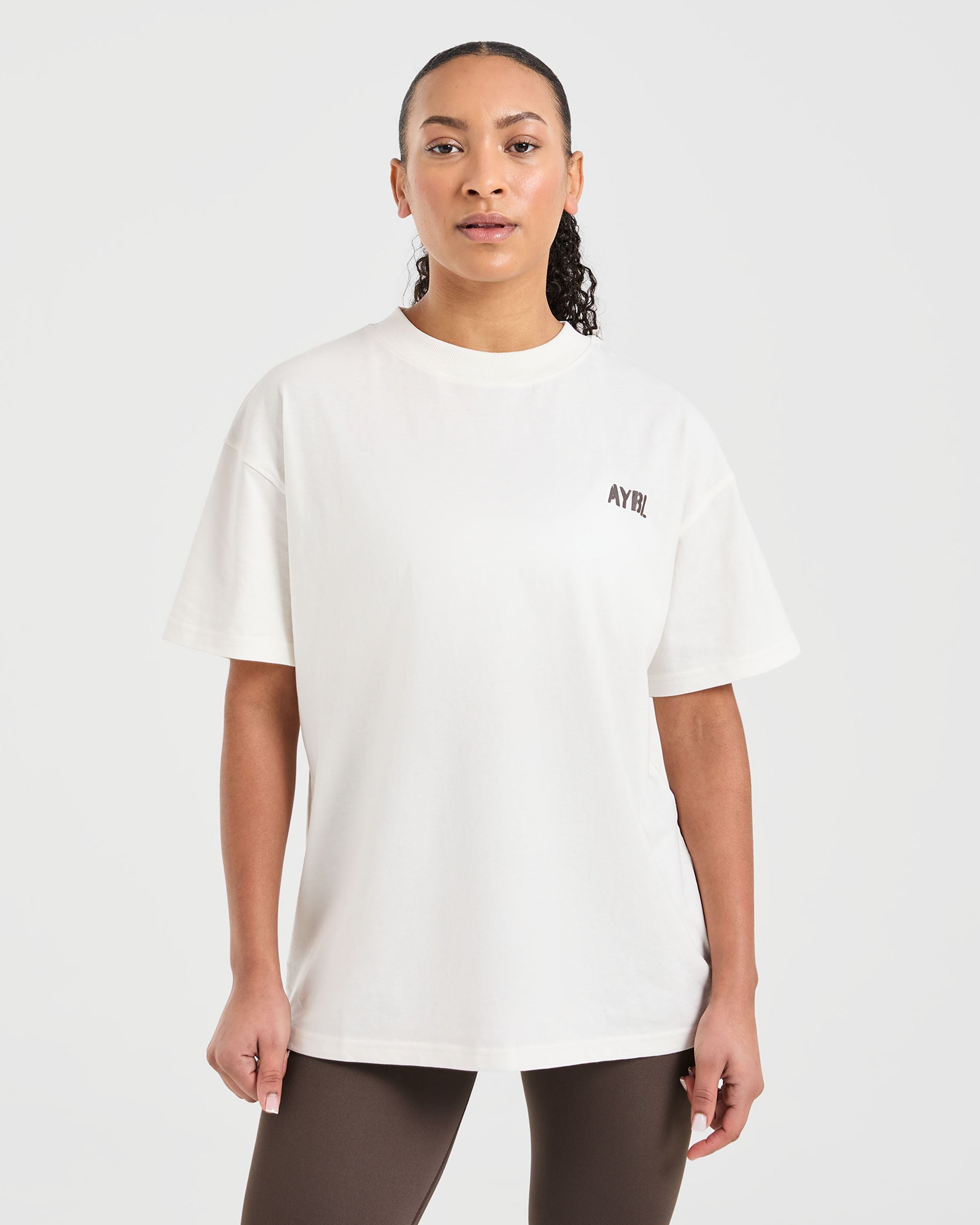 Athletics Strength Club Oversized T Shirt - Off White/Brown