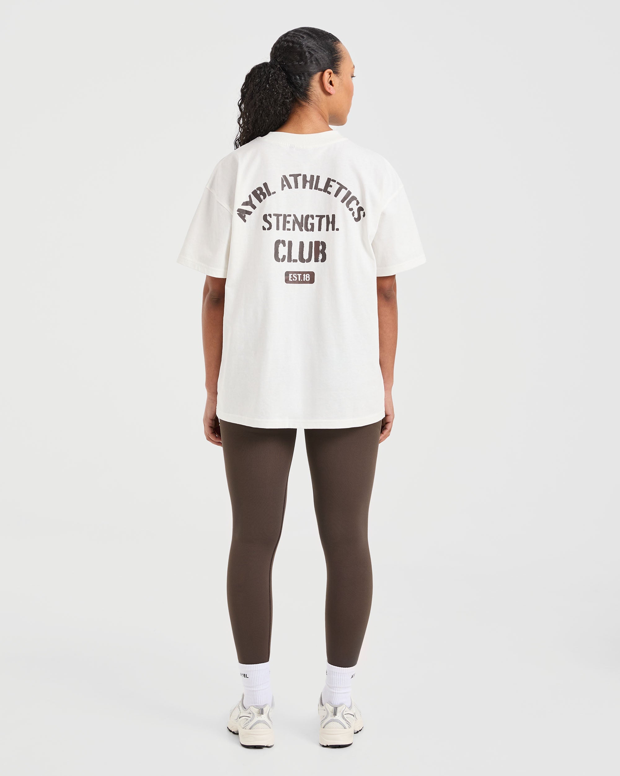 Athletics Strength Club Oversized T Shirt - Off White/Brown