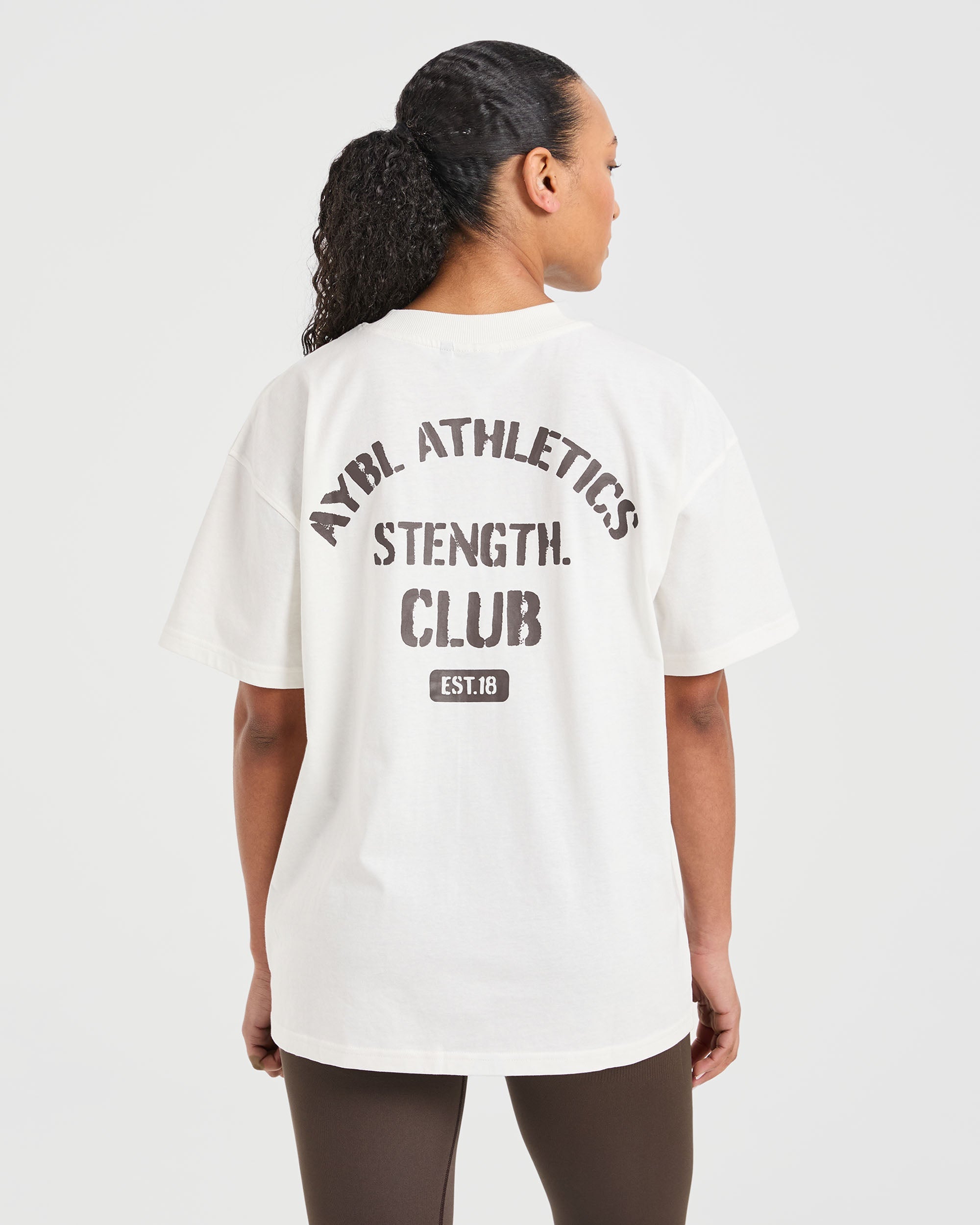 Athletics Strength Club Oversized T Shirt - Off White/Brown