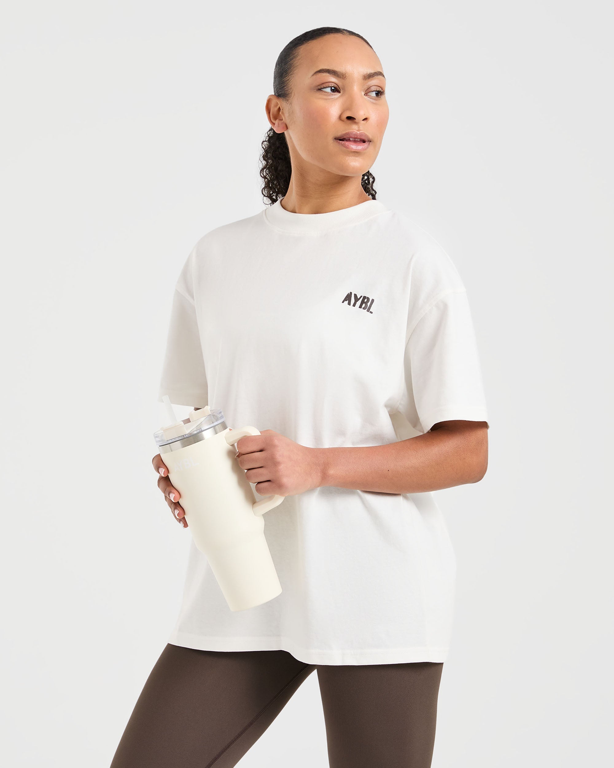 Athletics Strength Club Oversized T Shirt - Off White/Brown