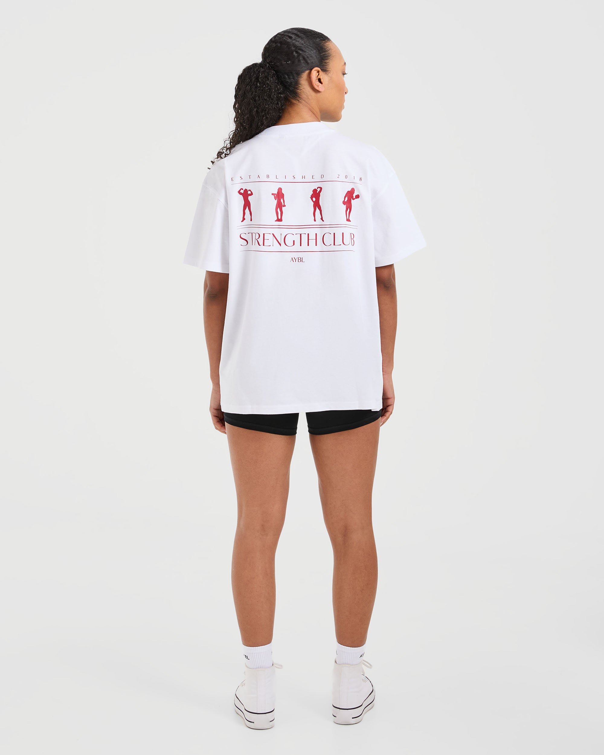 Strength Club Oversized T Shirt - White/Red