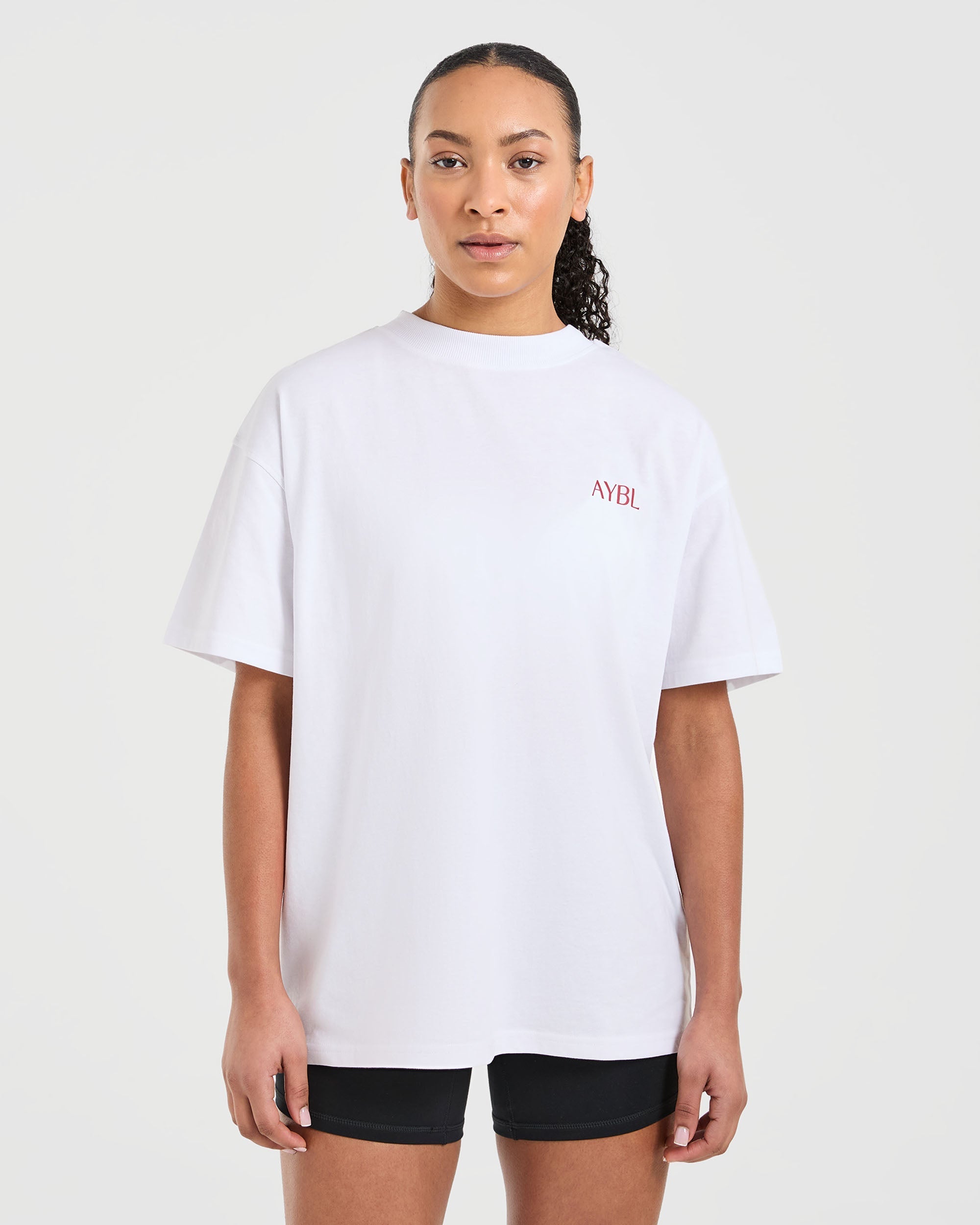 Strength Club Oversized T Shirt - White/Red