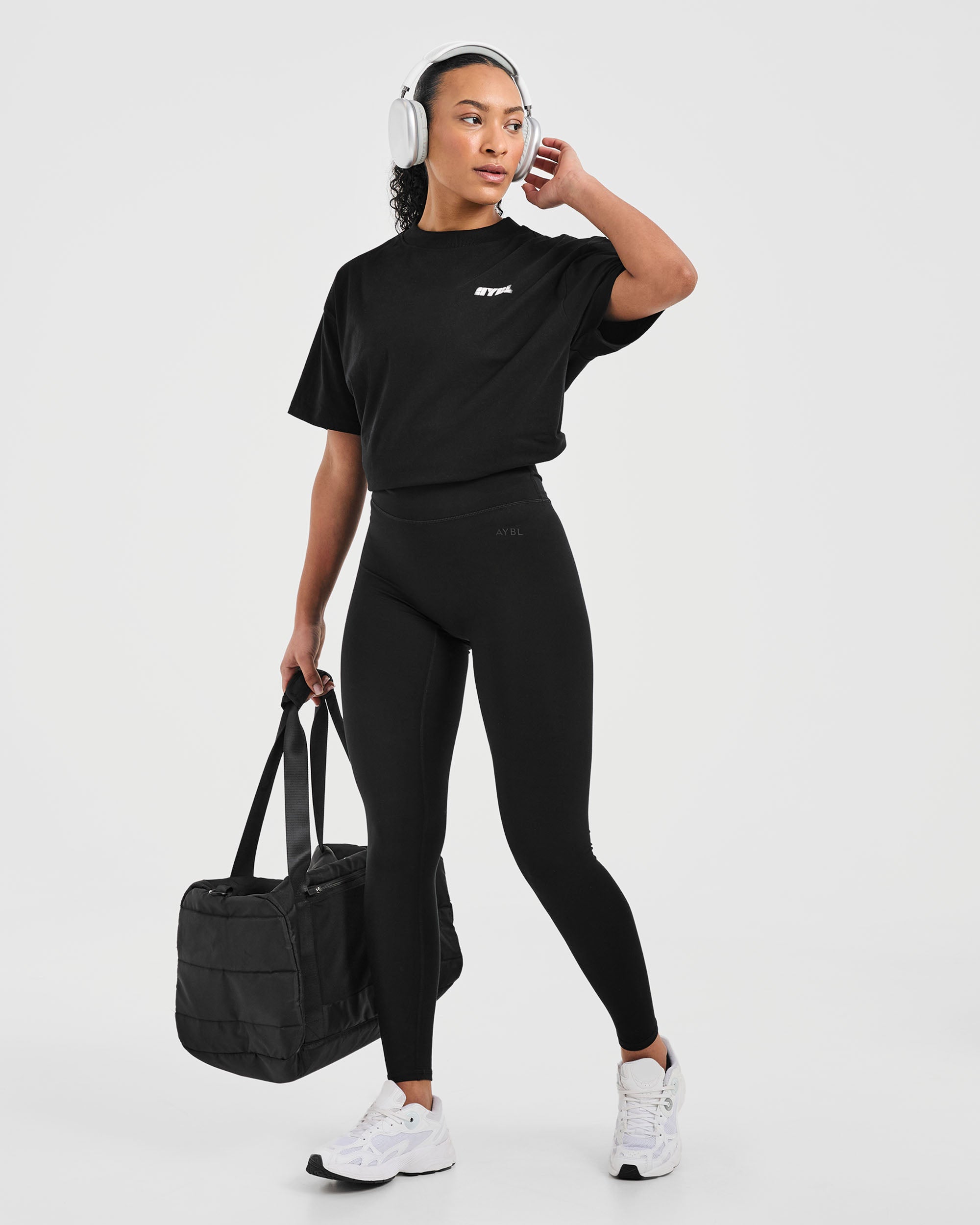 Athletics Retro Oversized T Shirt  - Black