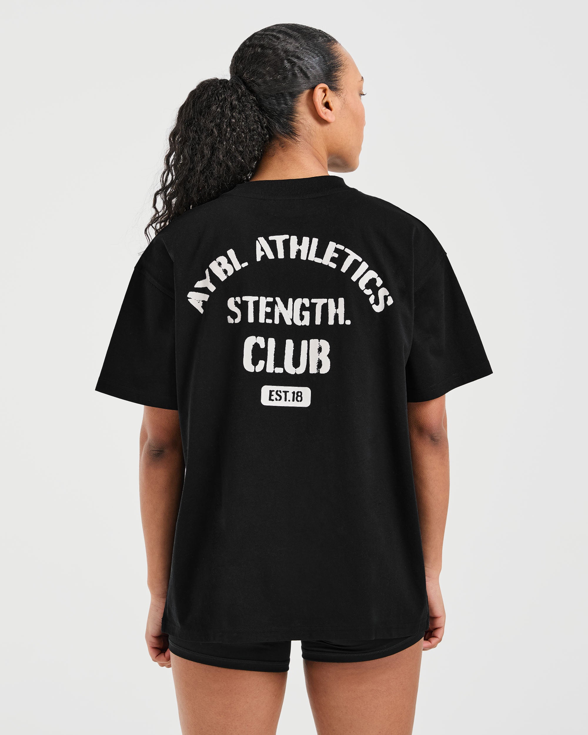 Athletics Strength Club Oversized T Shirt - Black