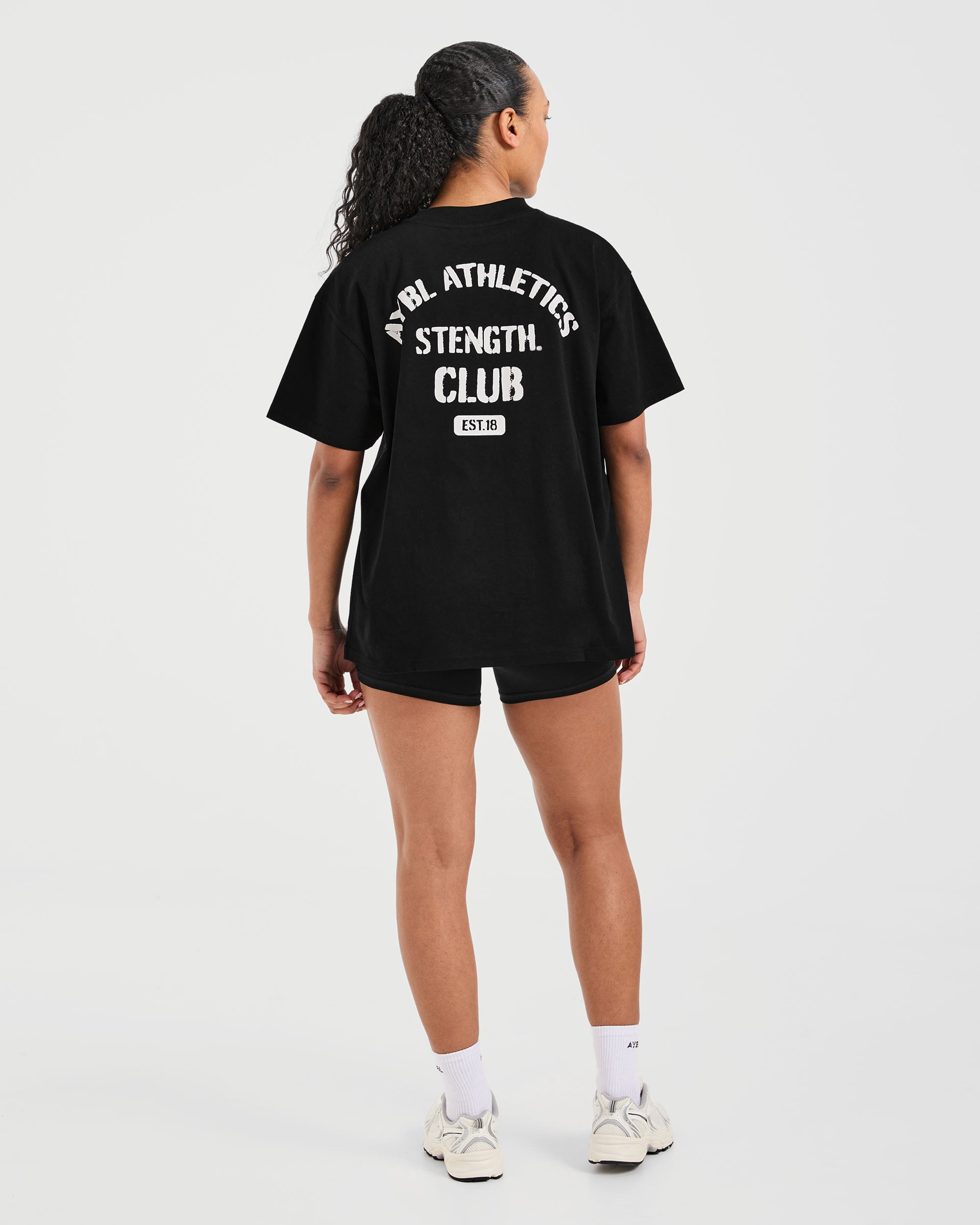 Athletics Strength Club Oversized T Shirt - Black