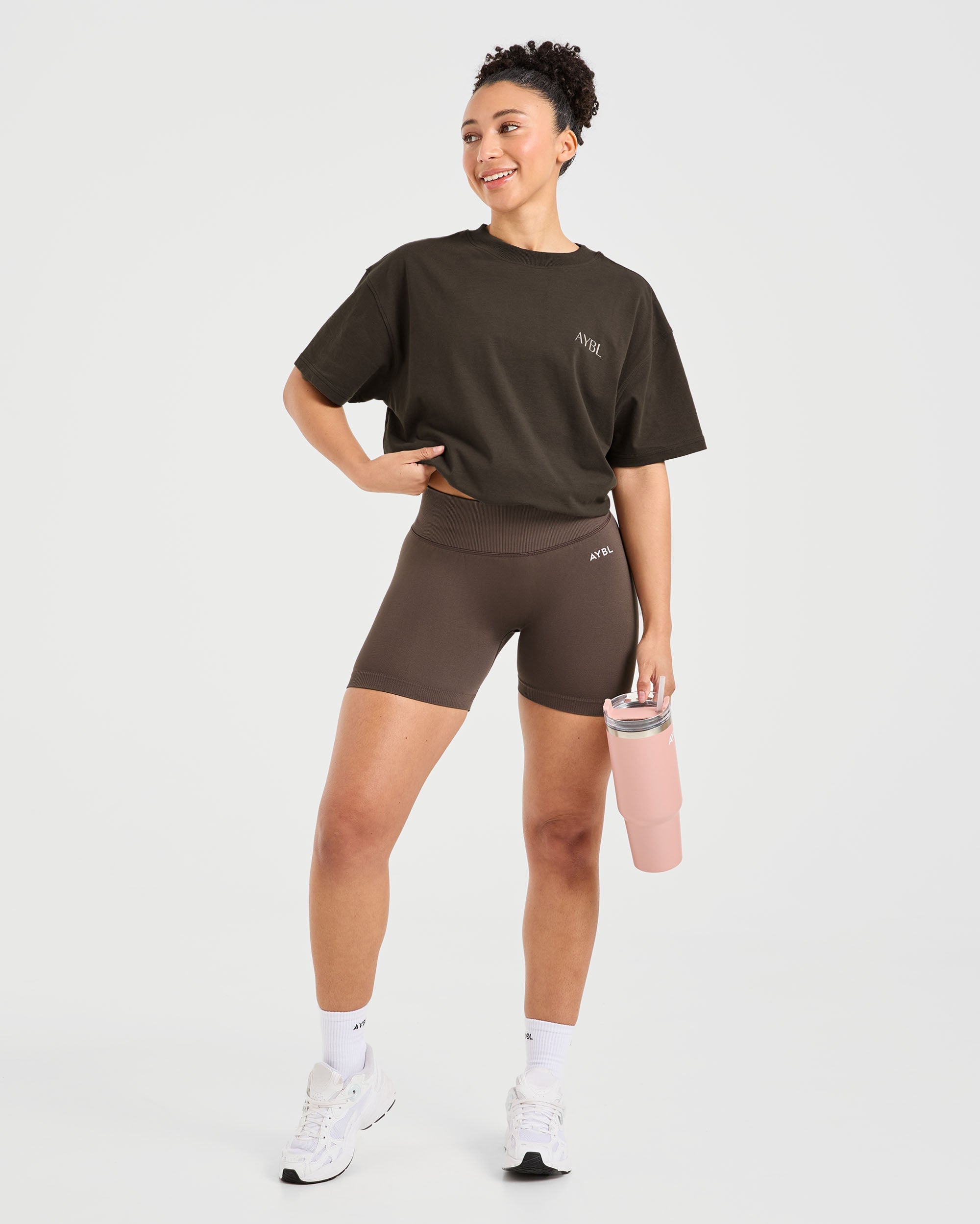 Strength Club Oversized T Shirt - Brown