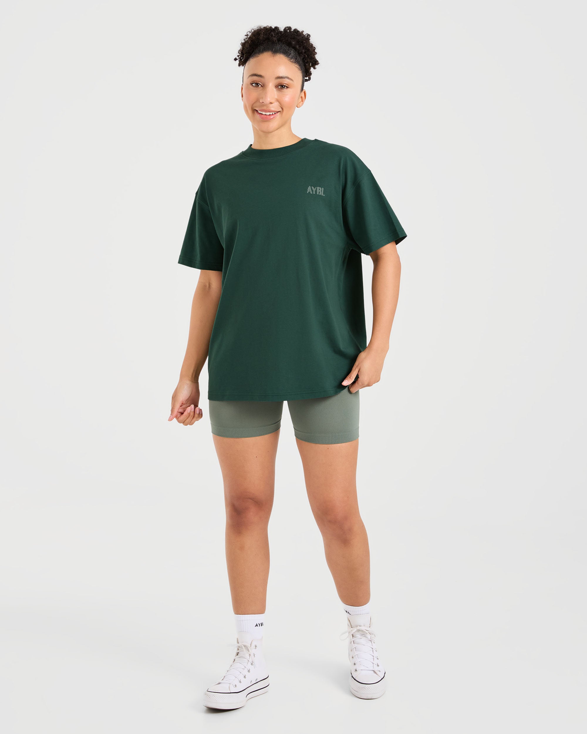 Athletics Strength Club Oversized T Shirt - Forest Green