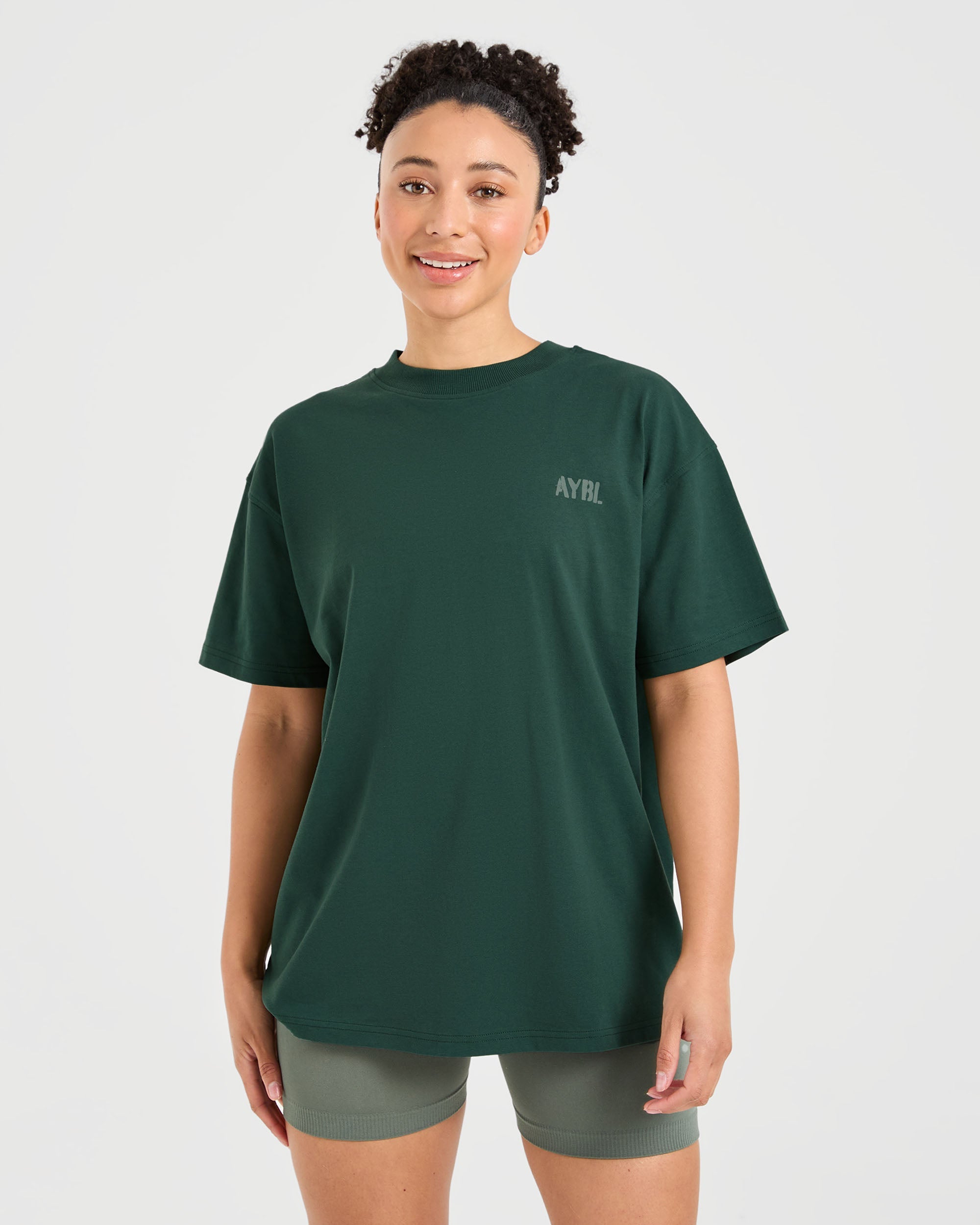 Athletics Strength Club Oversized T Shirt - Forest Green