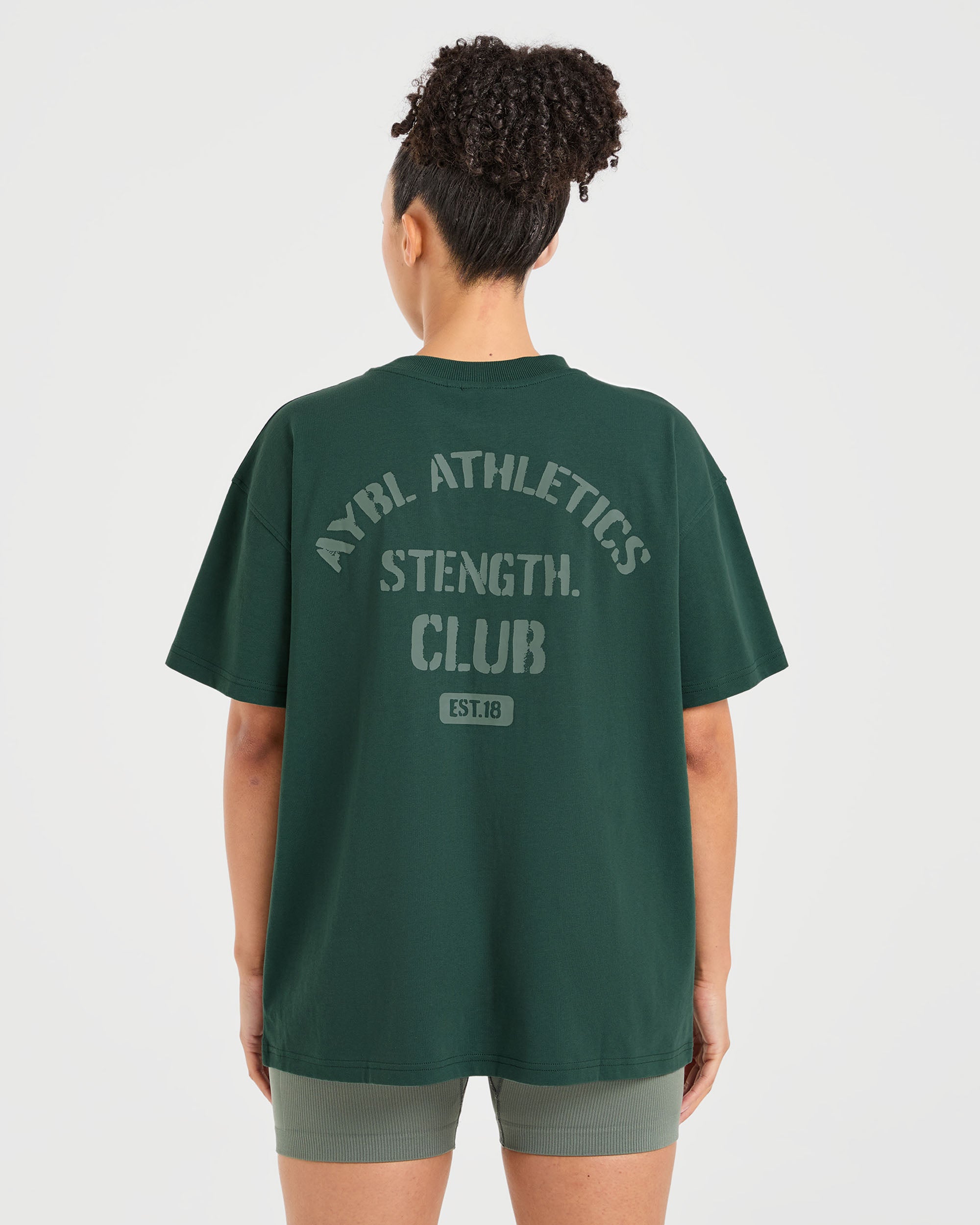 Athletics Strength Club Oversized T Shirt - Forest Green