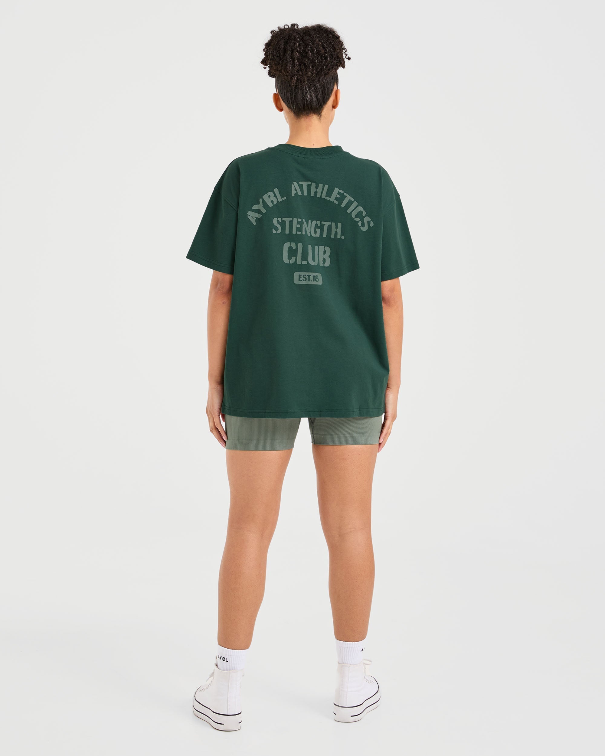 Athletics Strength Club Oversized T Shirt - Forest Green