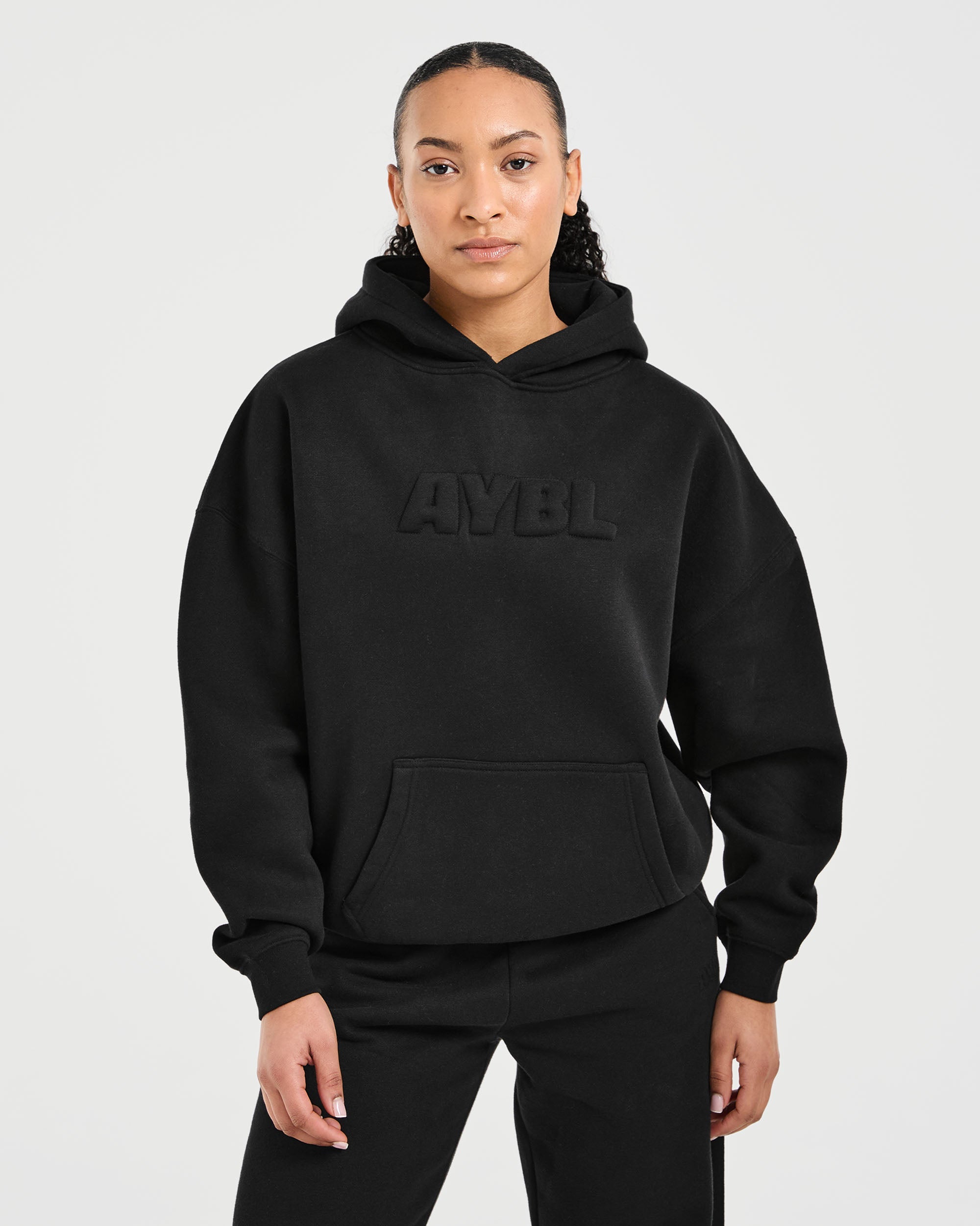 Classic Plush Oversized Hoodie - Black