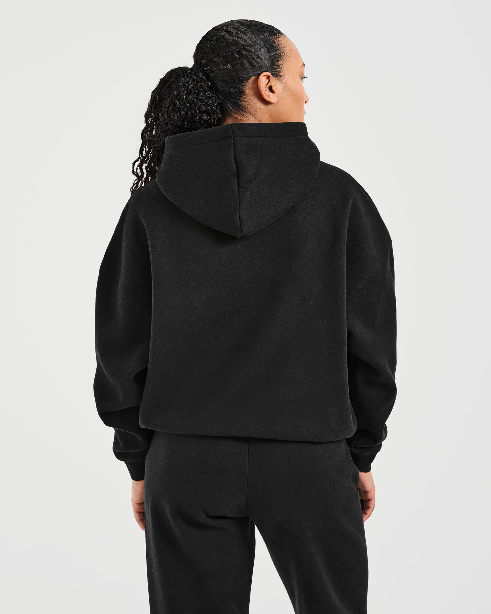 Classic Plush Oversized Hoodie - Black