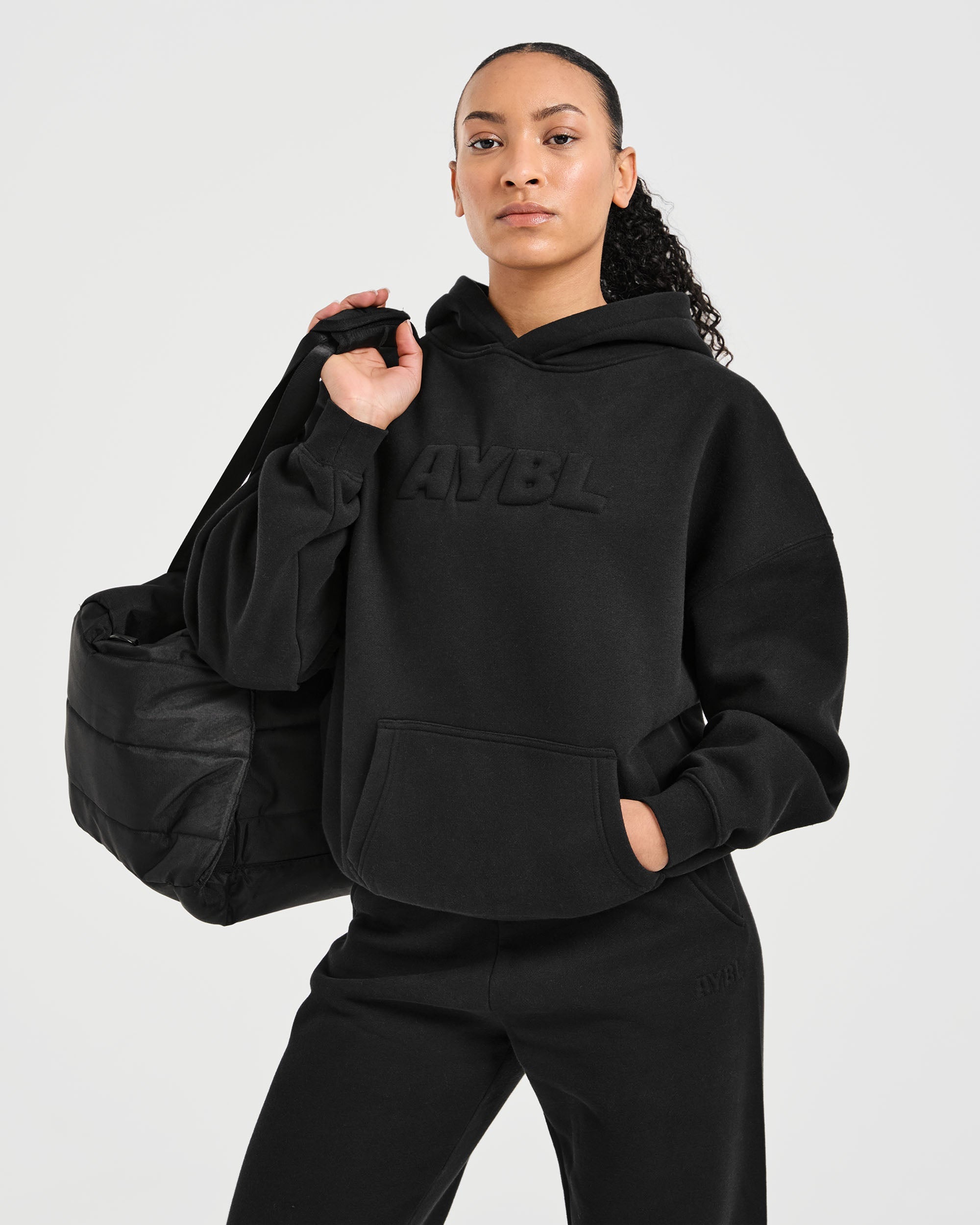 Classic Plush Oversized Hoodie - Black